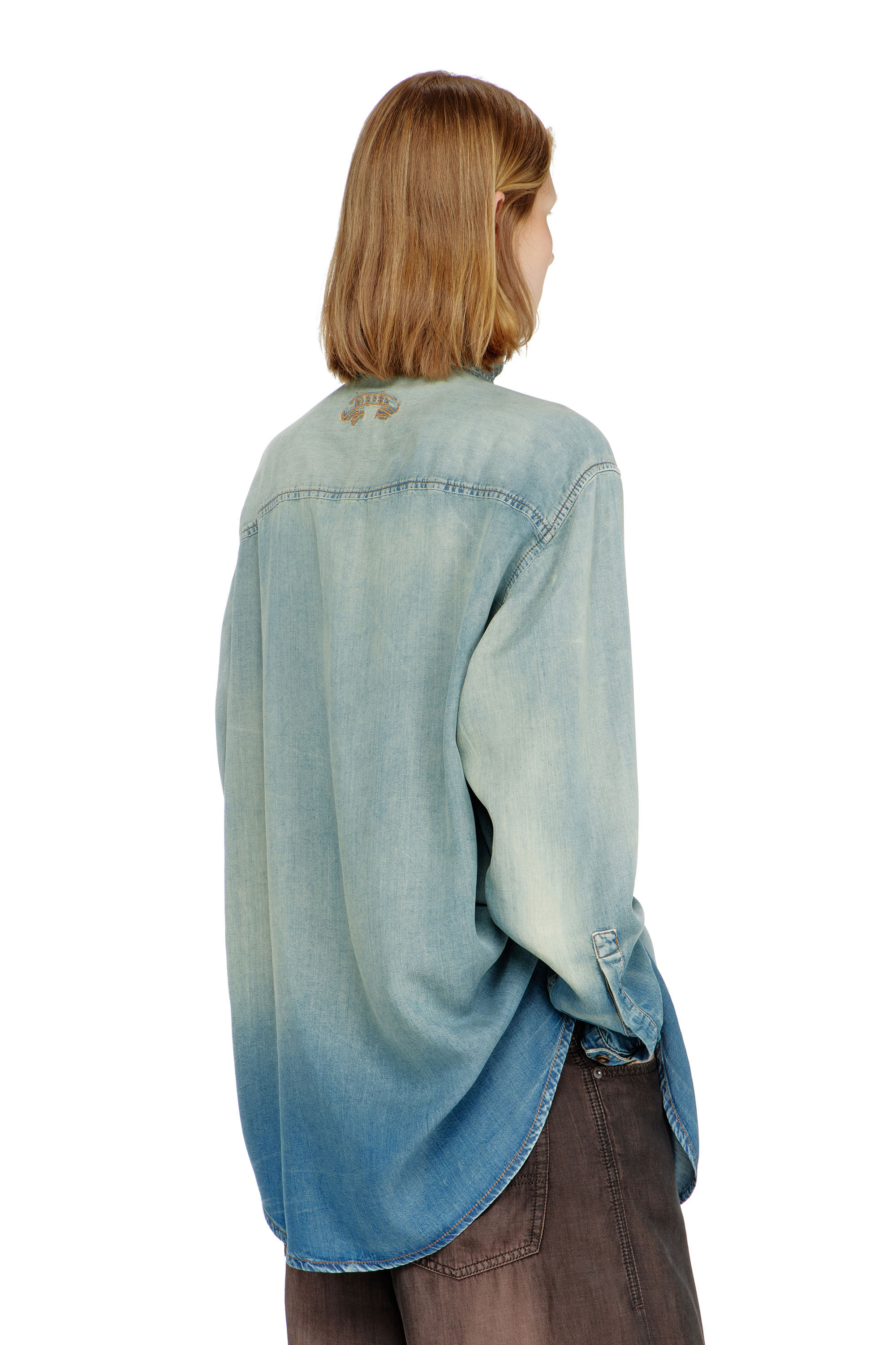 Diesel - DE-ARVEN-S1, Damen Hemd aus marmoriertem, flie&szlig;endem denim in null - 3