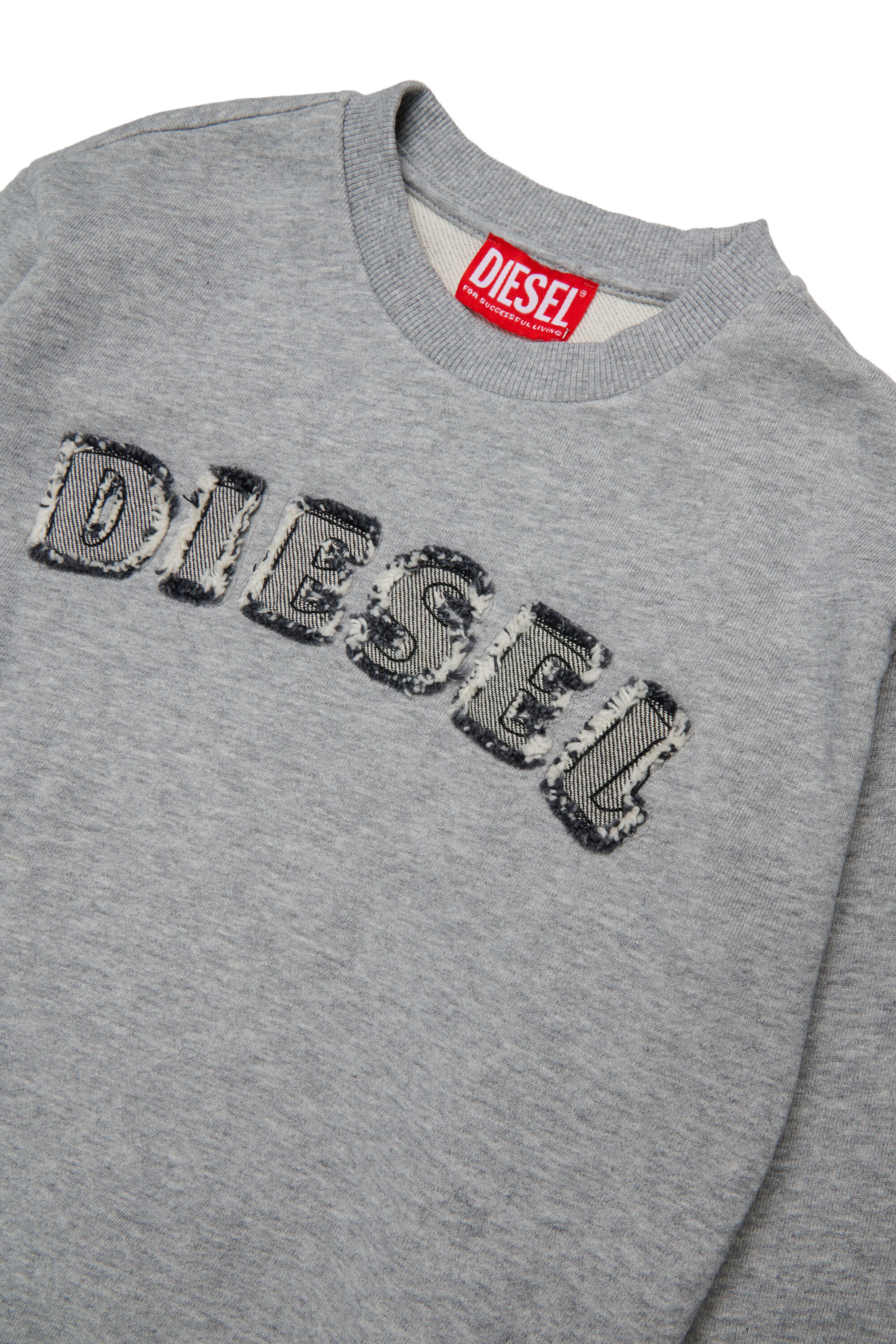 Diesel - SJEANS OVER, Man's Sweatshirt with frayed logo letters in Grey - 3