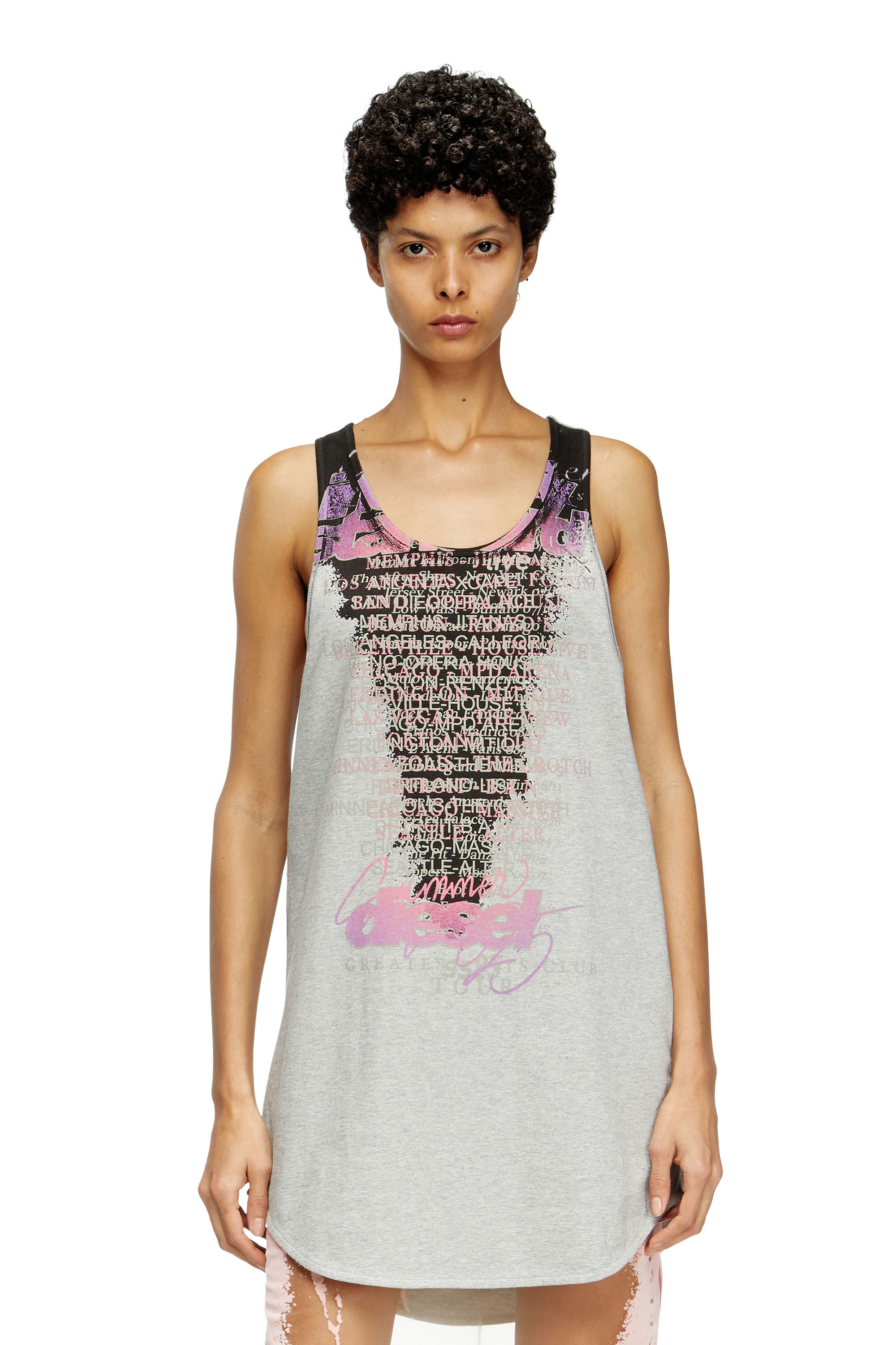 Diesel - T-SHAN, Unisex Tanktop mit Text-Print in Grau - 6