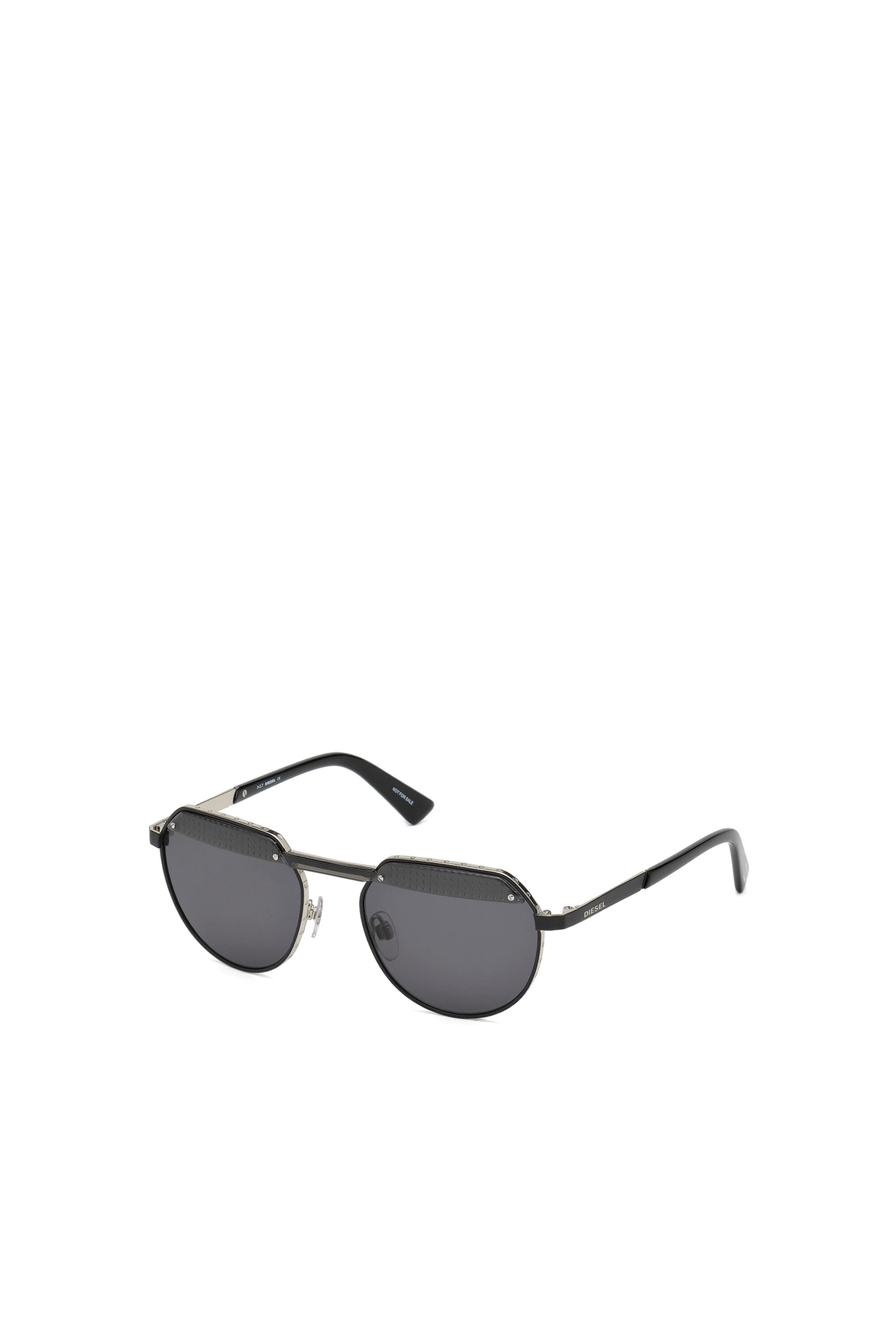 Diesel - DL0260, Unisex Sechseckige Sonnenbrille mit eingearbeitetem Steg in Schwarz - 2