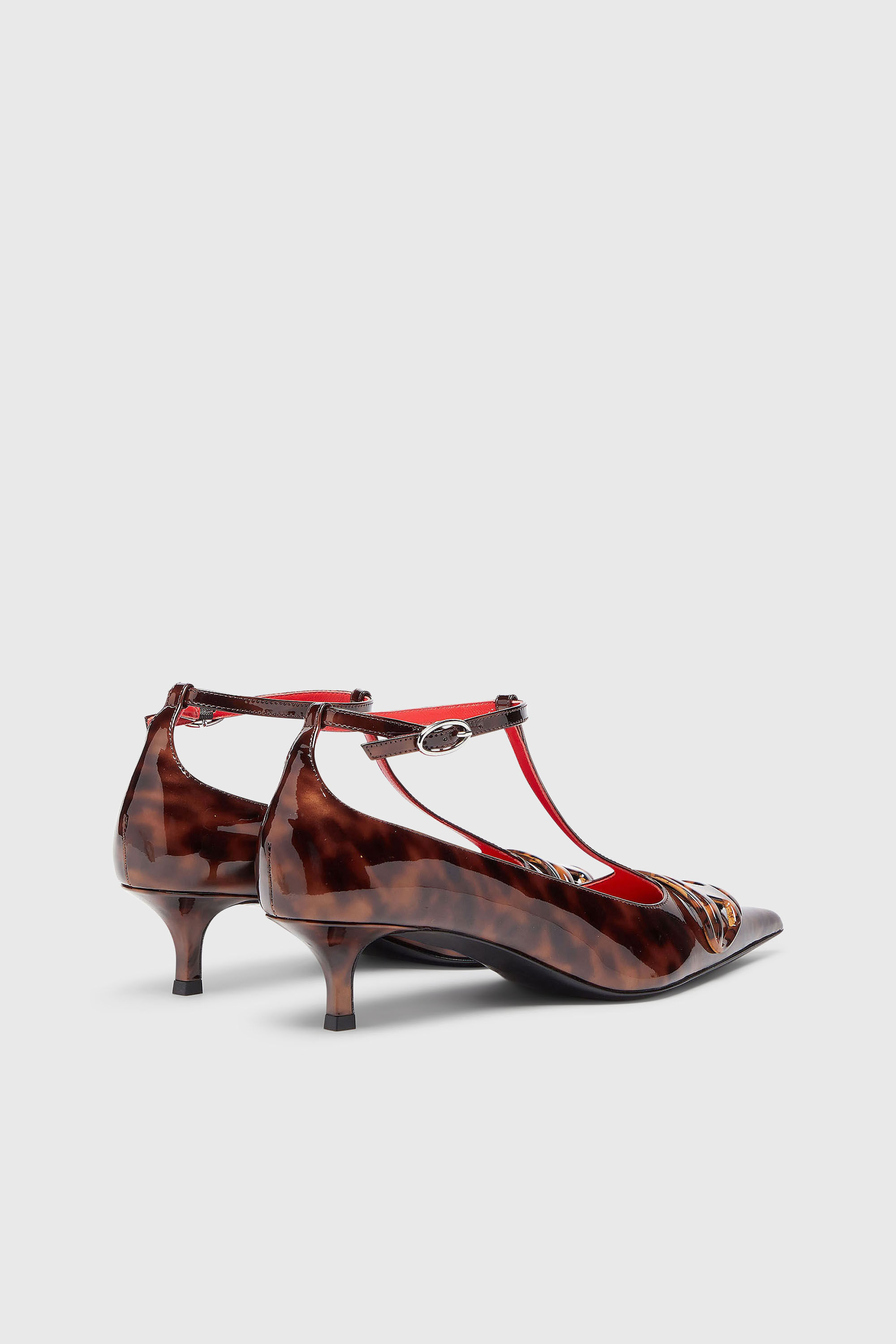 Diesel - D-VENUS KITTIE T-BAR, Damen D-Venus - Patent Leopard T-Bar Pumps in Braun - 3