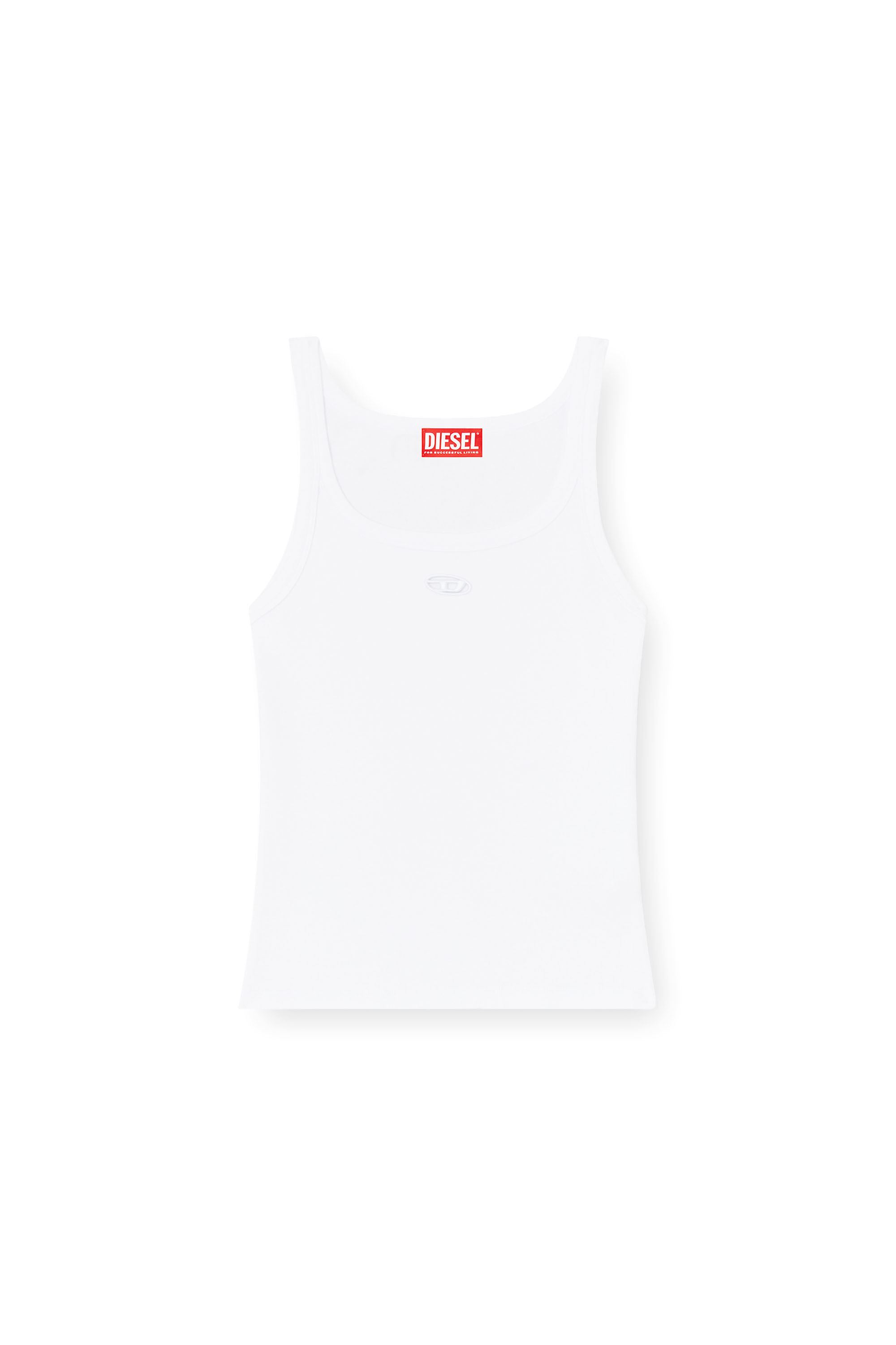 Diesel - T-WIFE-OD, Damen Schmales Tanktop mit lasergeschnittenem Oval D in Wei&szlig; - 4