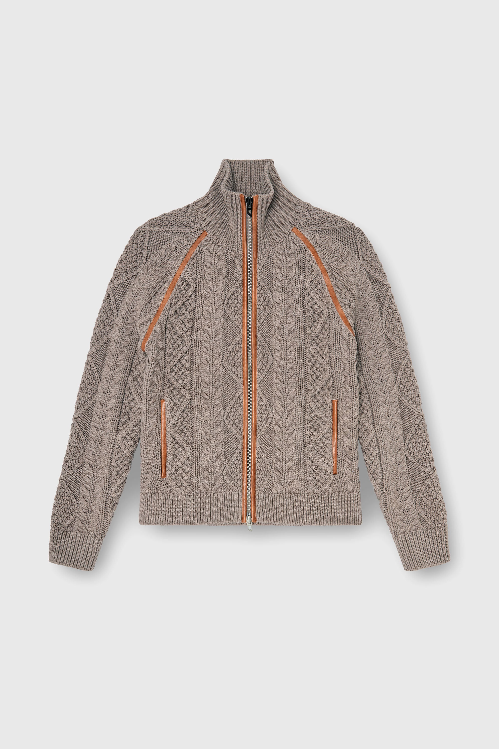 Diesel - K-INOKI, Herren Zip-Cardigan aus Zopfmusterstrick in Grau - 2