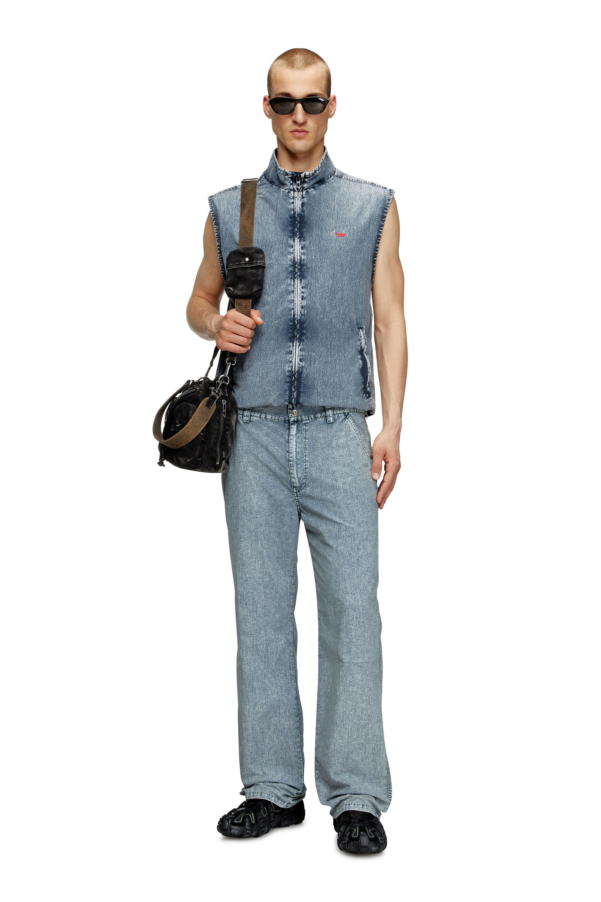 Diesel - J-ERB, Herren Weste aus recyceltem Nylon-Taslan in Mittelblau - 1