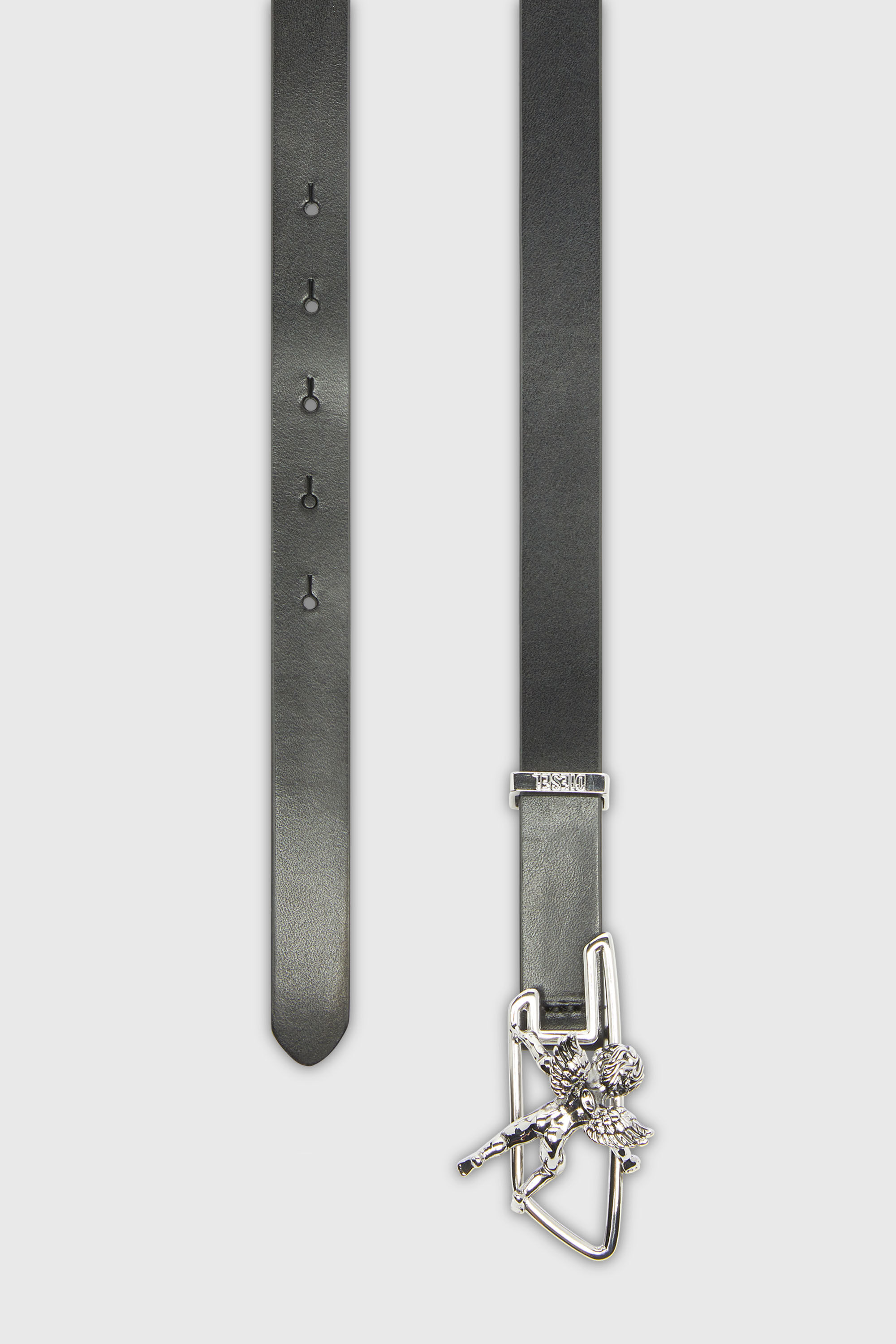 Diesel - B-D LINE W ANGEL 20, Damen 2 cm Lederg&uuml;rtel mit Cherub D Umriss-Schlie&szlig;e in Schwarz - 2