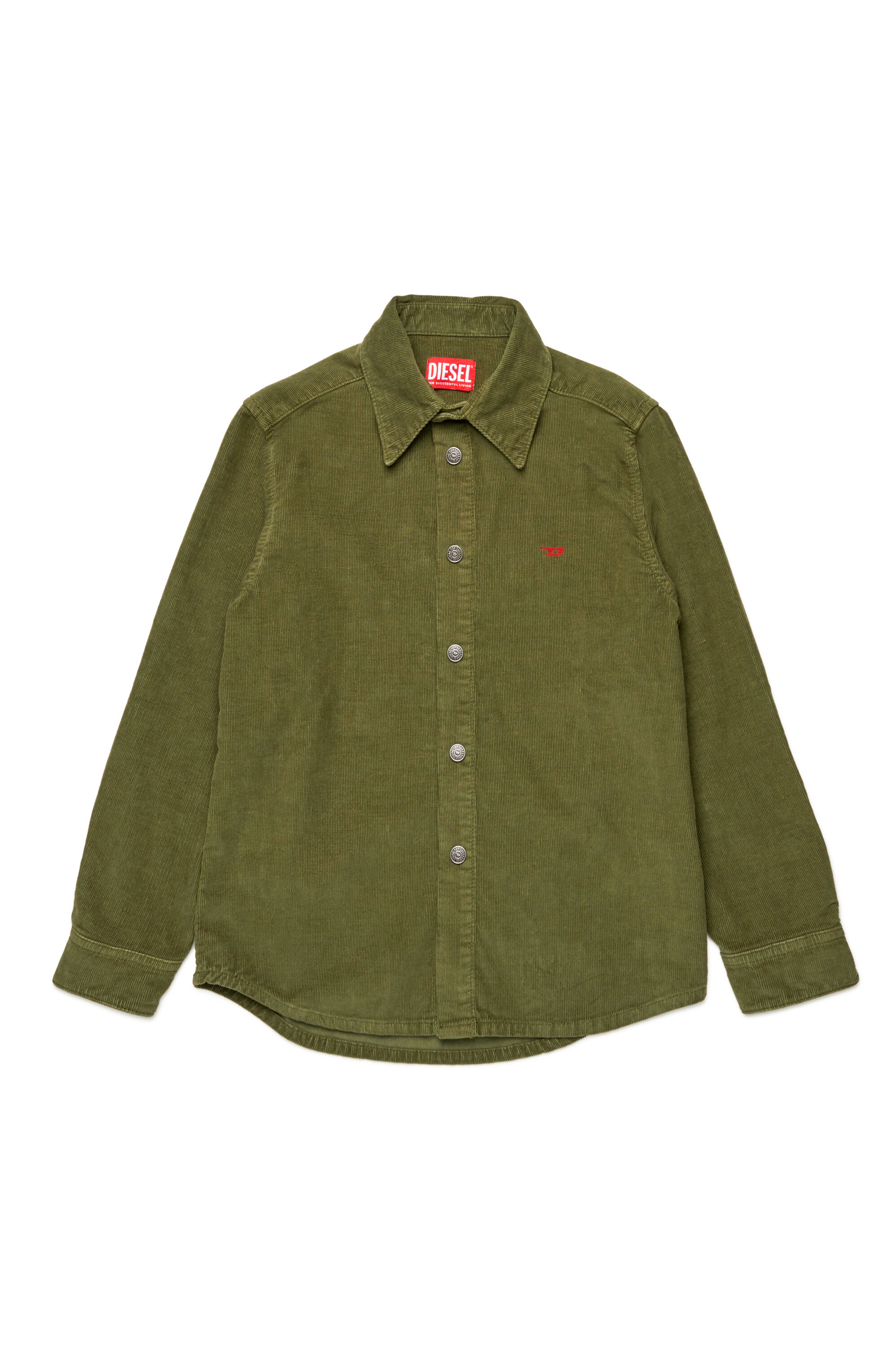 Diesel - CSIMPLY-OVER, Herren Hemd aus Cord mit kleinem D-Logo in Grün - 1