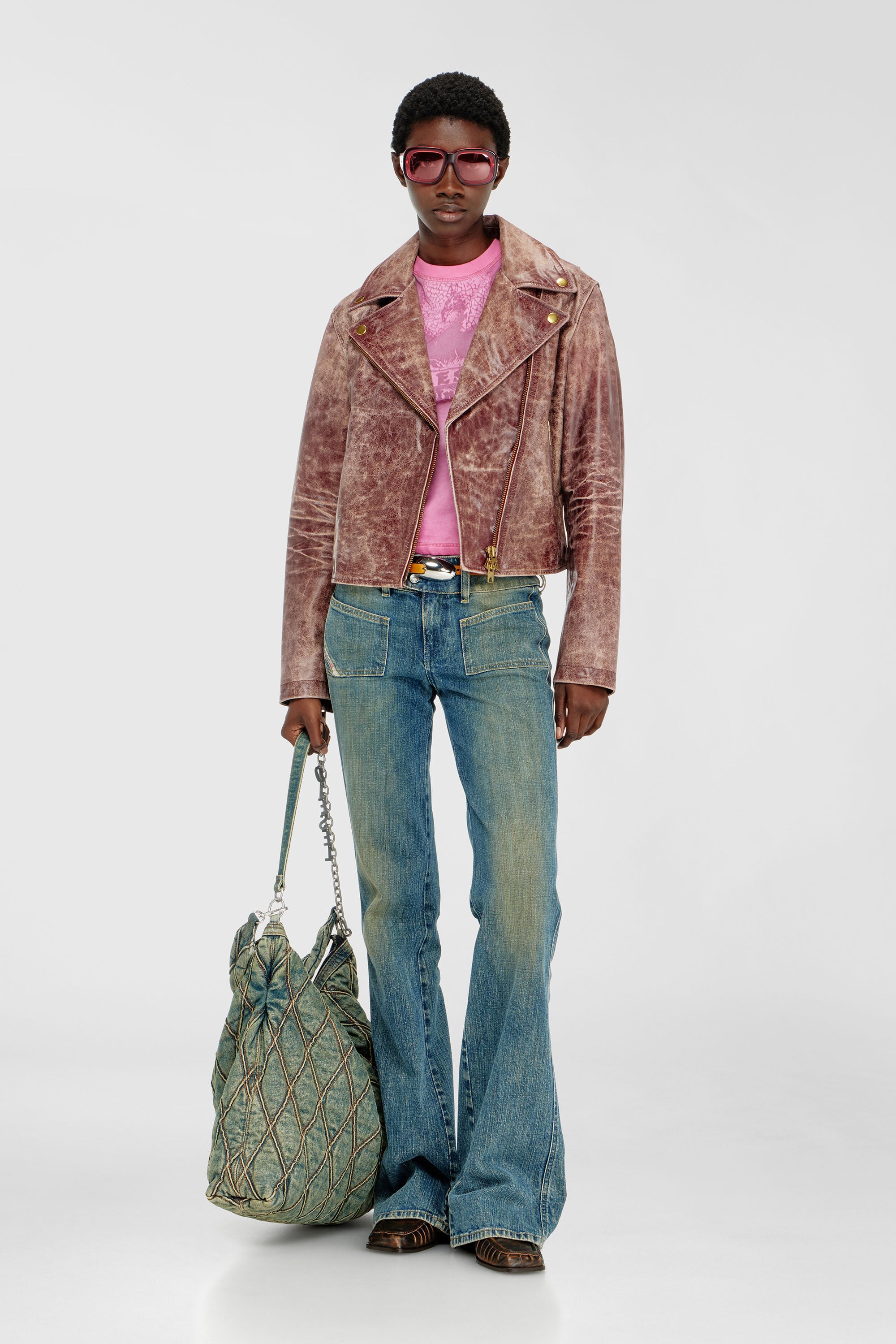 Diesel - T-ILA-AA7, Damen Slim T-shirt mit d&eacute;vor&eacute; Phoenix in Fuchsie - 1