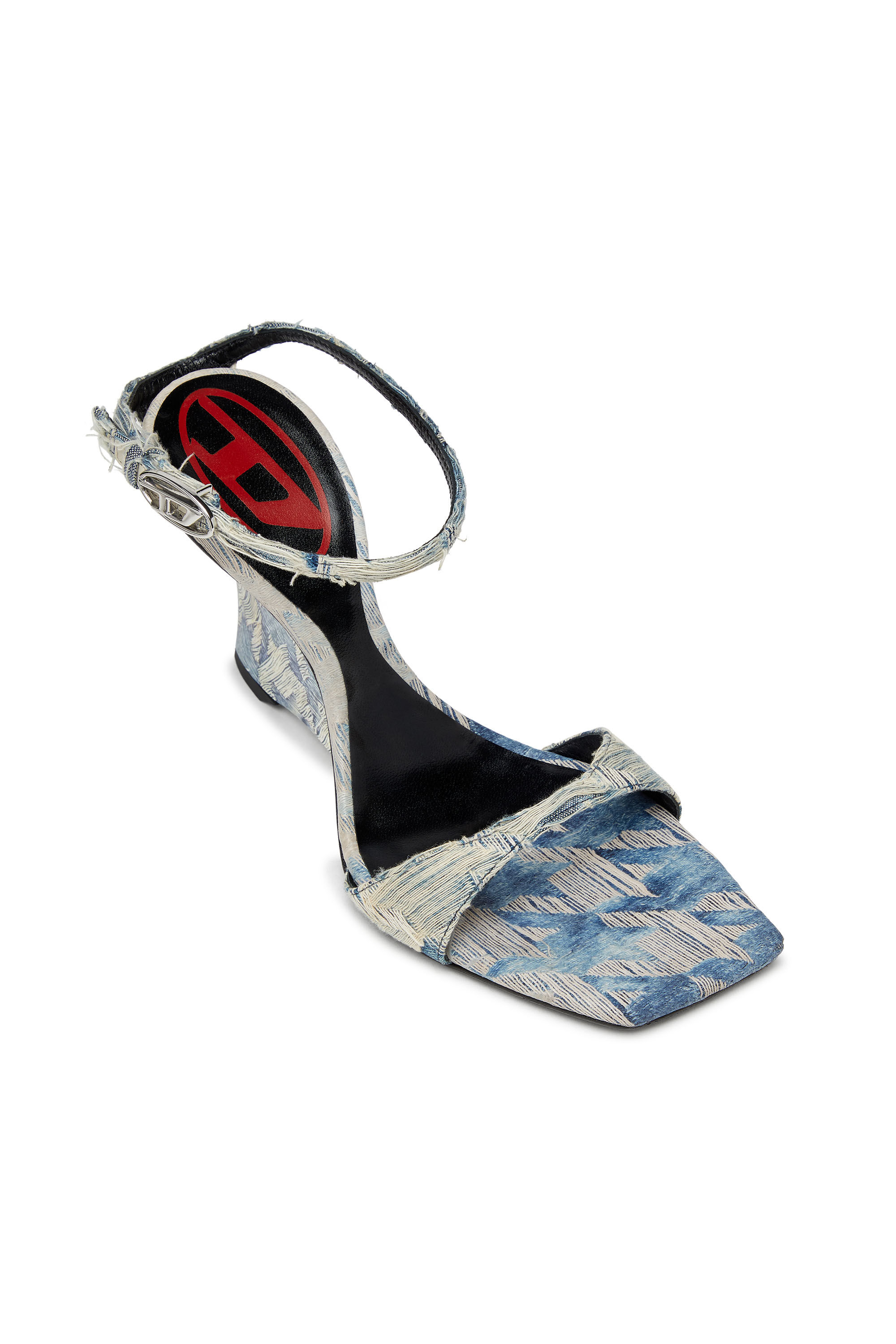 Diesel - D-AMBER SANDAL WEDGE, Damen Keilsandalen aus Jacquard-Denim in Hellblau - 5