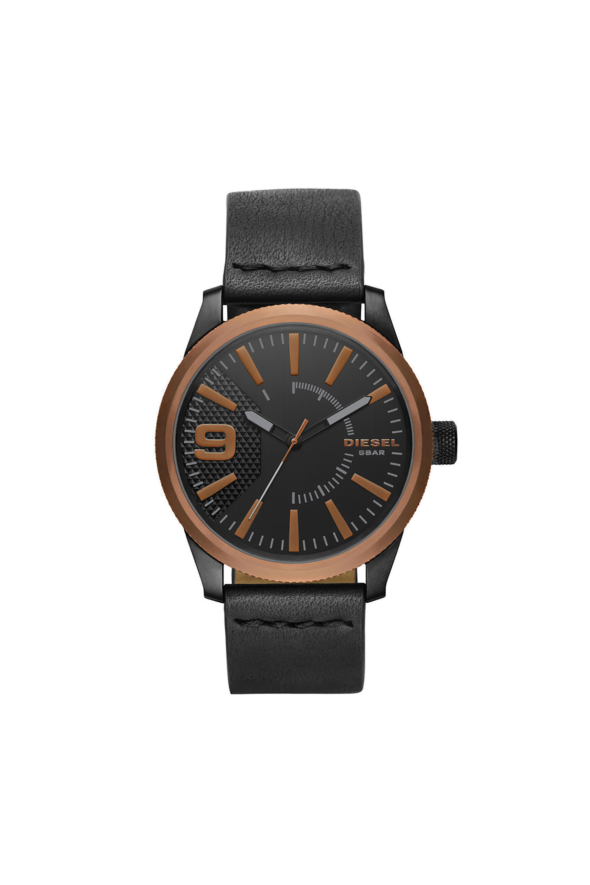 DZ1841 Man Black watch with copper topring 46 mm Diesel