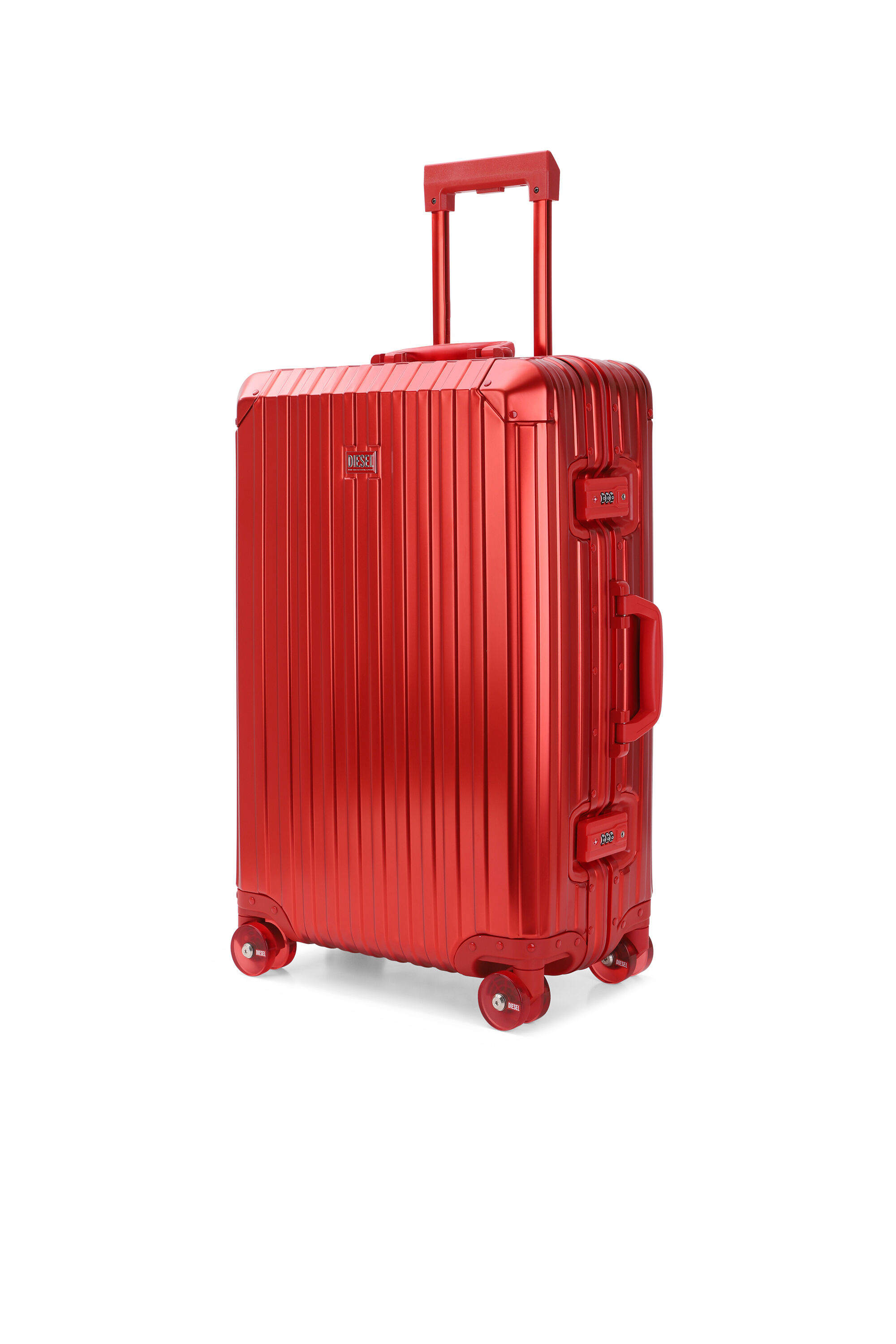 Diesel - DIESEL ALUMINUM TROLLEY- DSL002, Unisex Koffer aus Aluminium Gr&ouml;&szlig;e M in Rot - 5