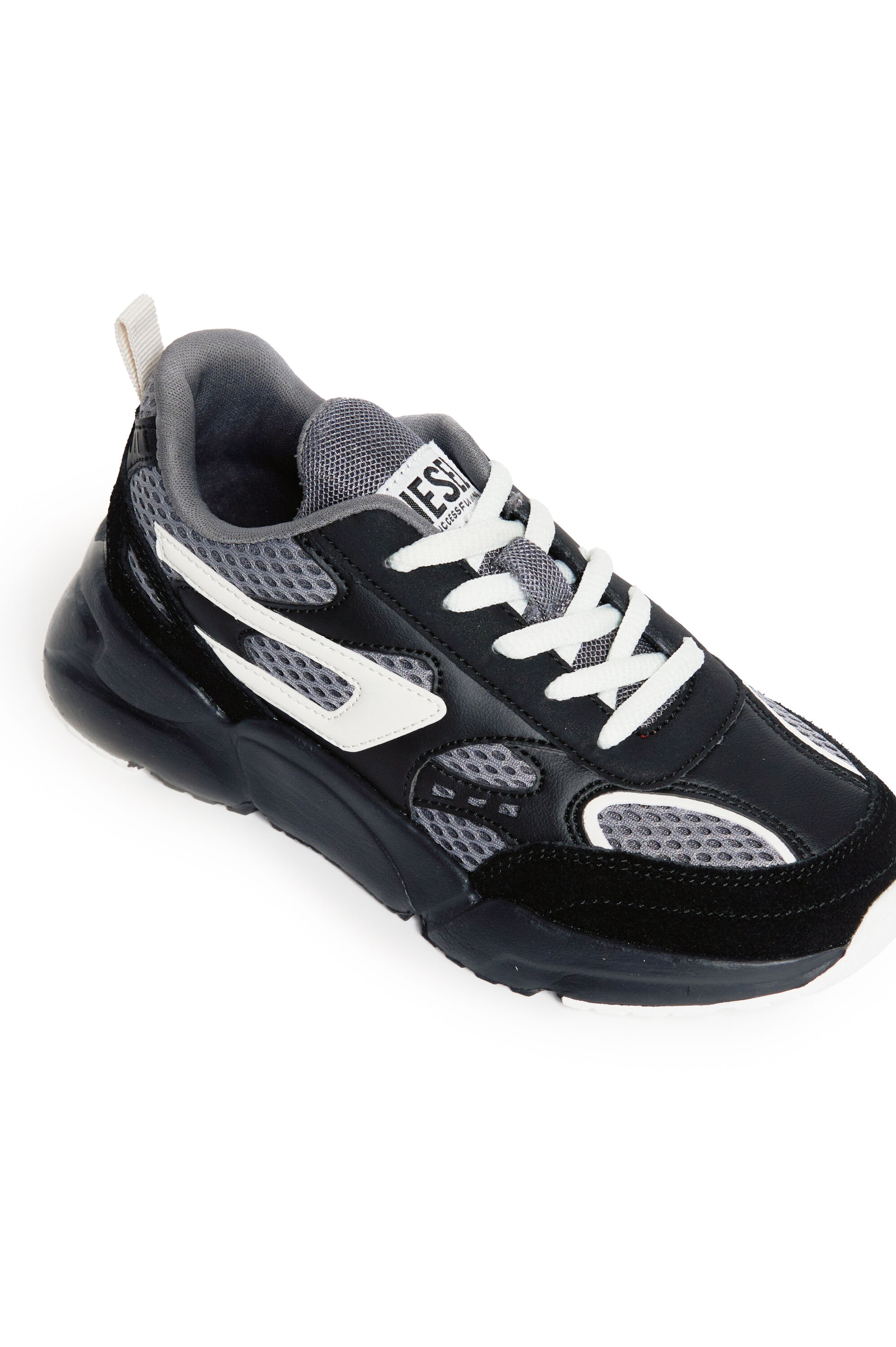 Diesel - S-MILLENIUM SPORT LC, Unisex Sneakers aus Mesh, Veloursleder und PU in Schwarz/Weiss - 4