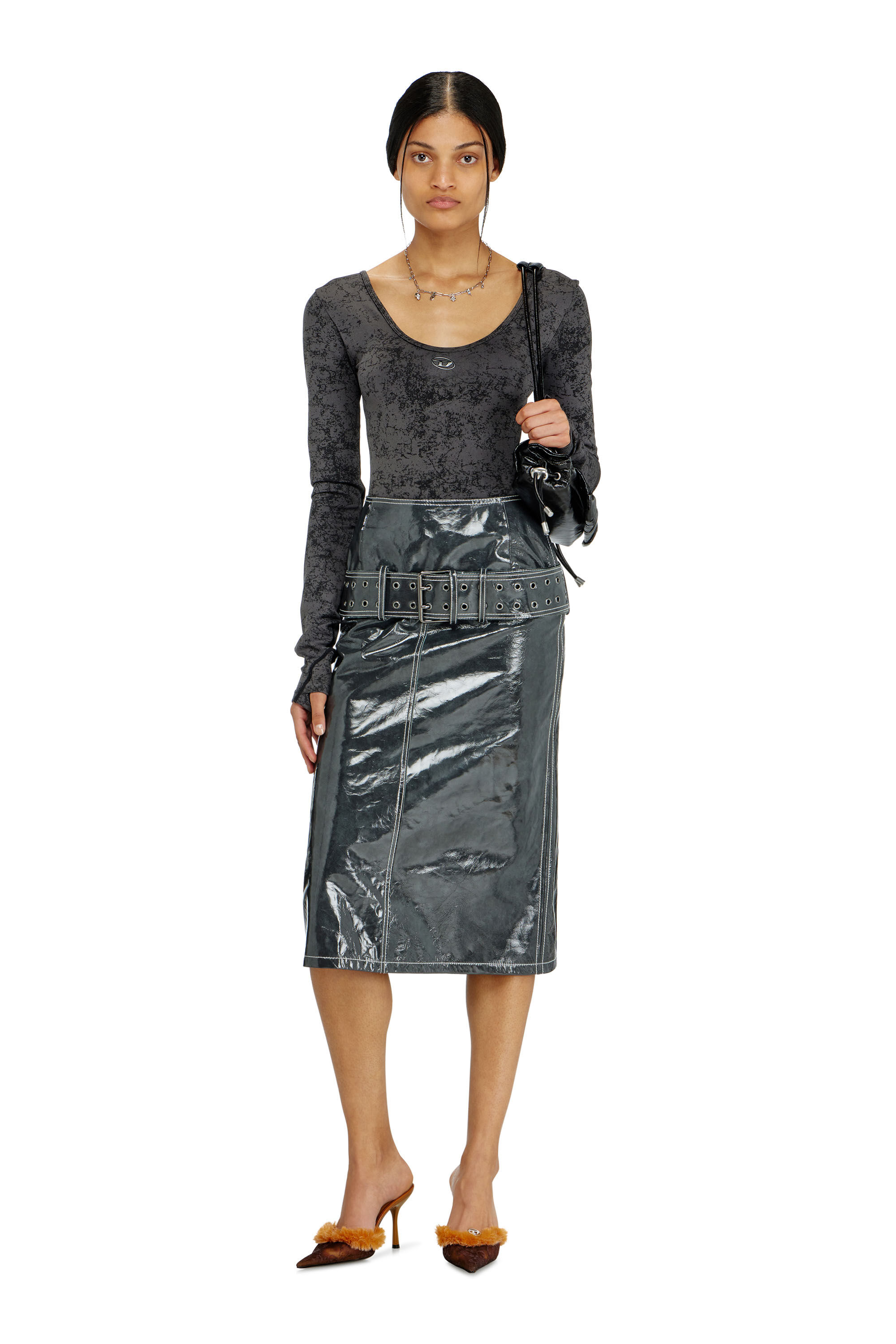 Diesel - IONNA-UTLT, Damen R&uuml;ckenfreier Bodysuit mit utility-print in Schwarz - 5