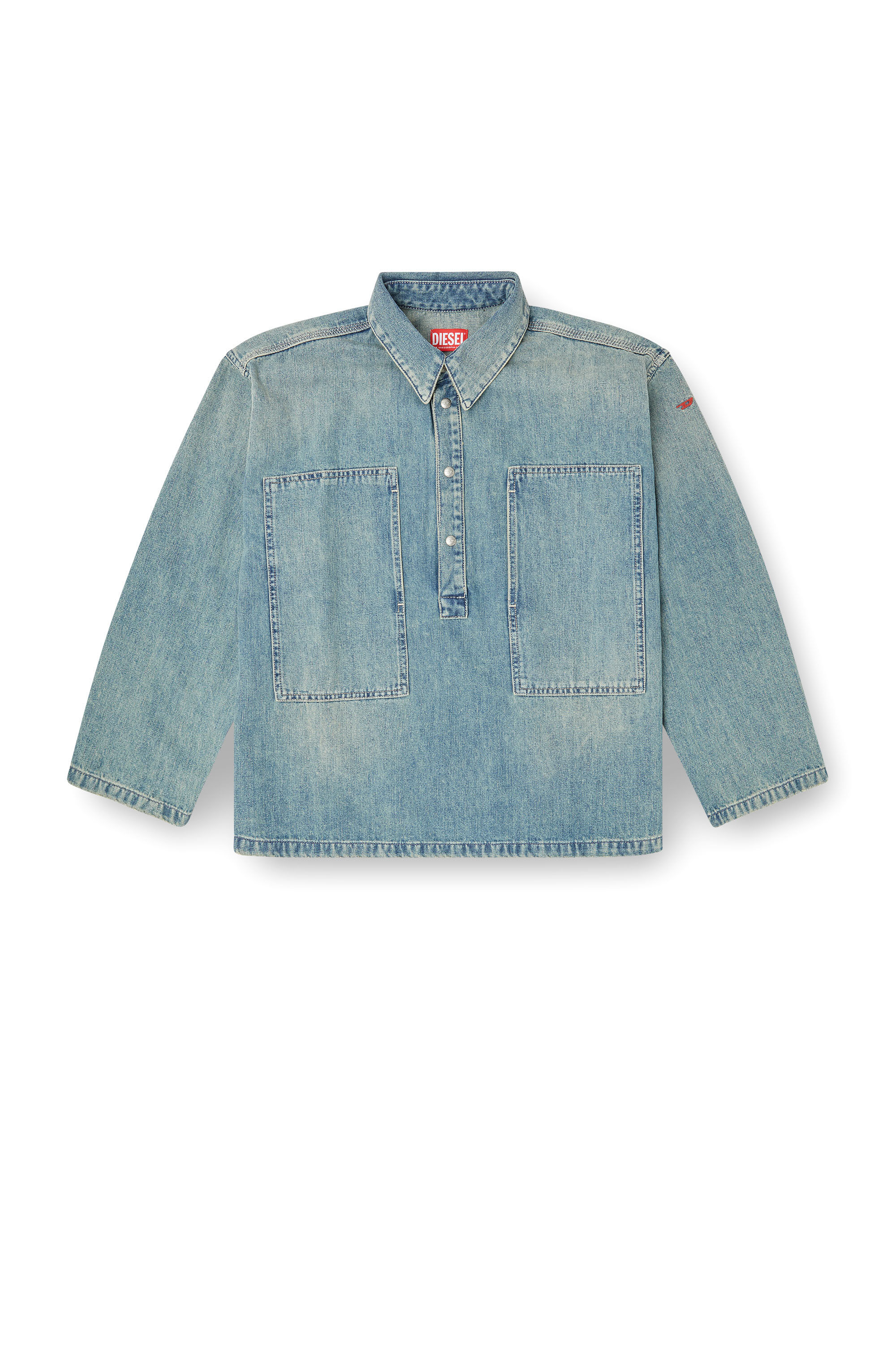 Diesel - DE-PRISS, Damen Henley-Oberteil aus Utility-Denim in Hellblau - 2