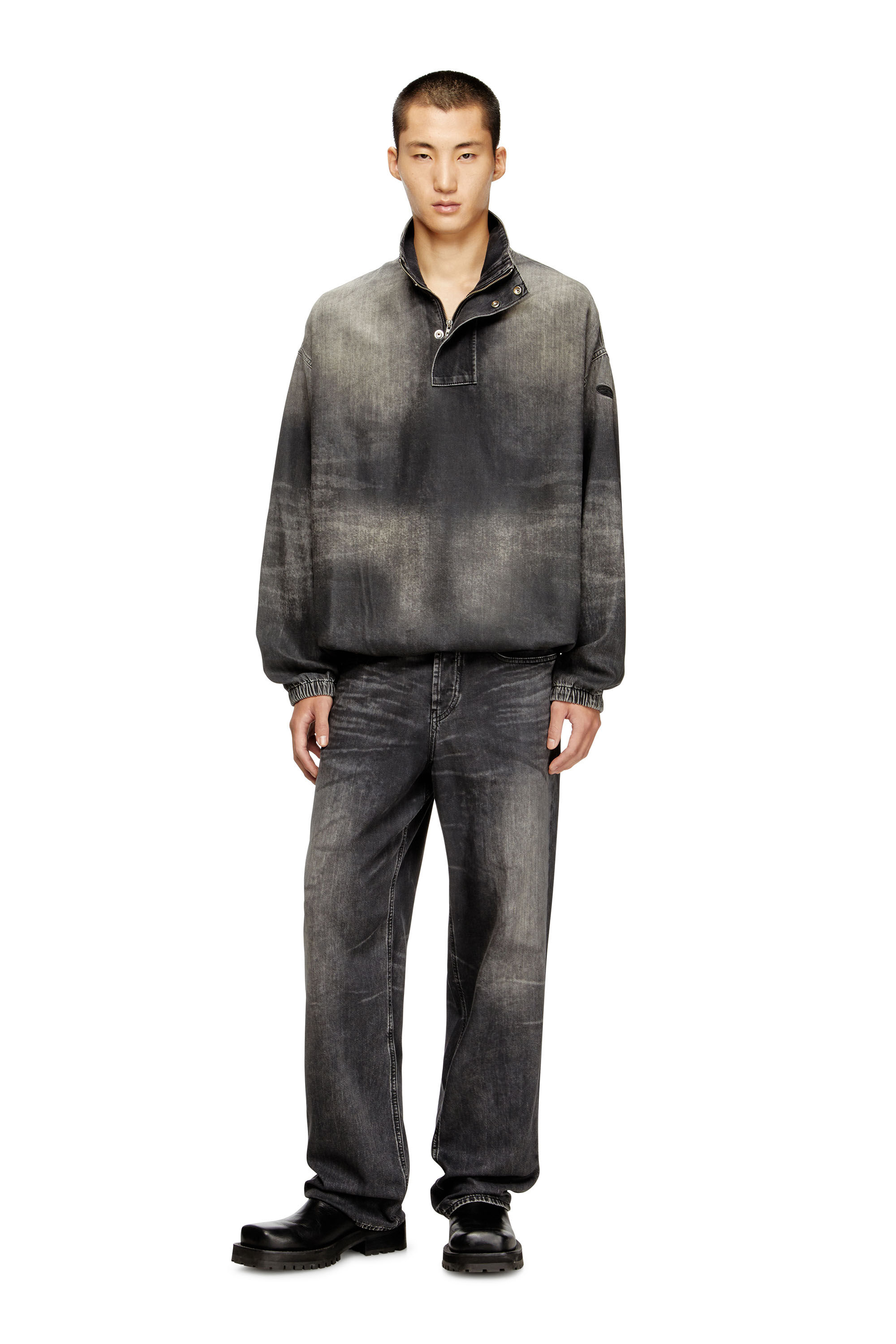 Diesel - D-FLOW-S3, Unisex Denim-Top mit Stehkragen in Schwarz - 1