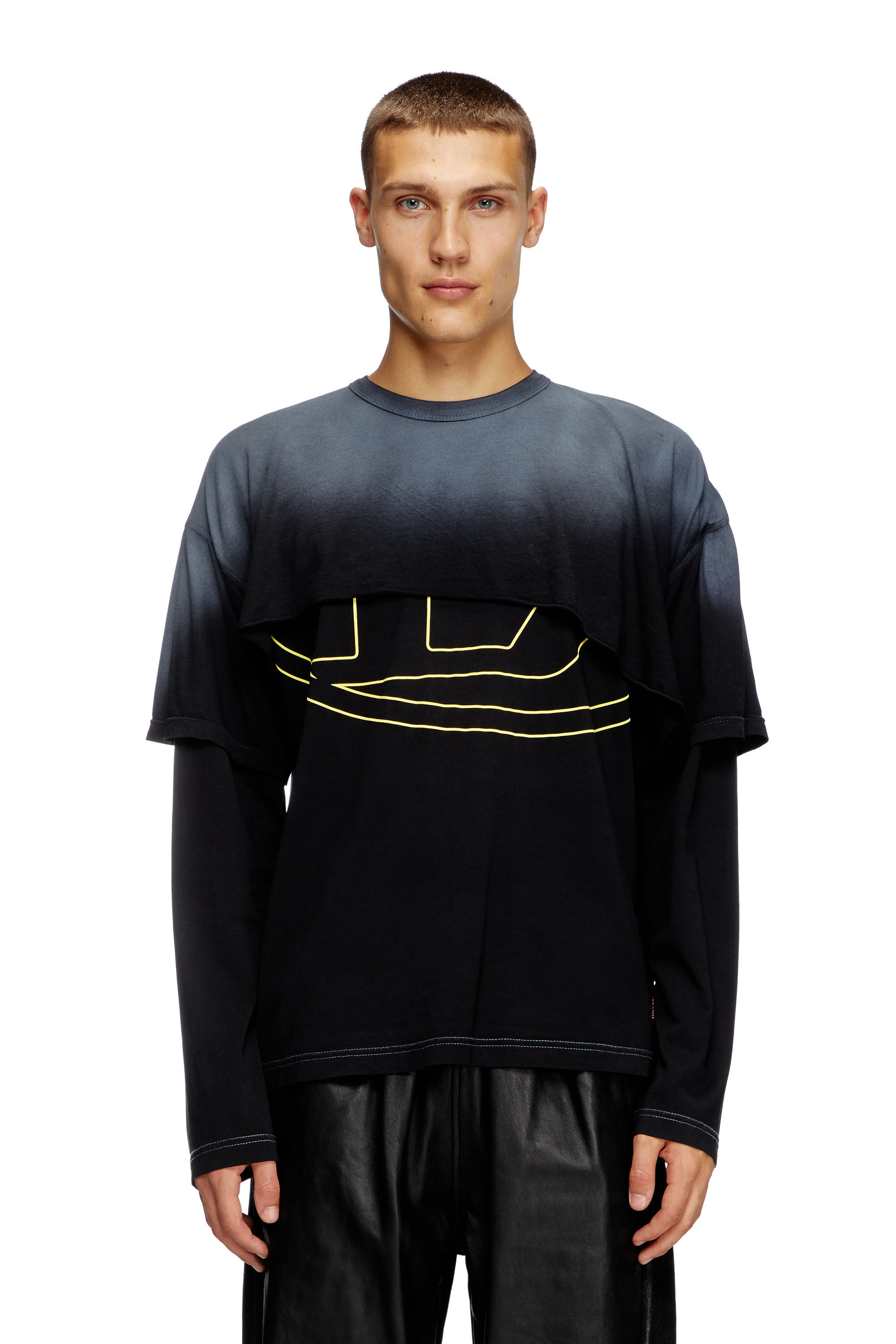 Diesel - T-BESH-CUT, Herren Mehrlagiges Destroyed-Langarm-T-Shirt in Schwarz - 3