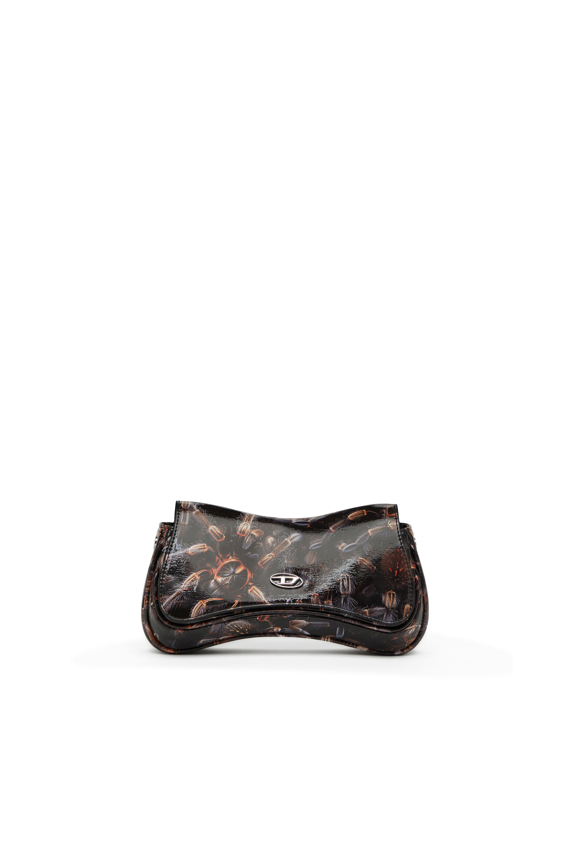Diesel - PLAY CLUTCH, Damen Play-Gl&auml;nzende Clutch mit Print in Schwarz/Braun - 2