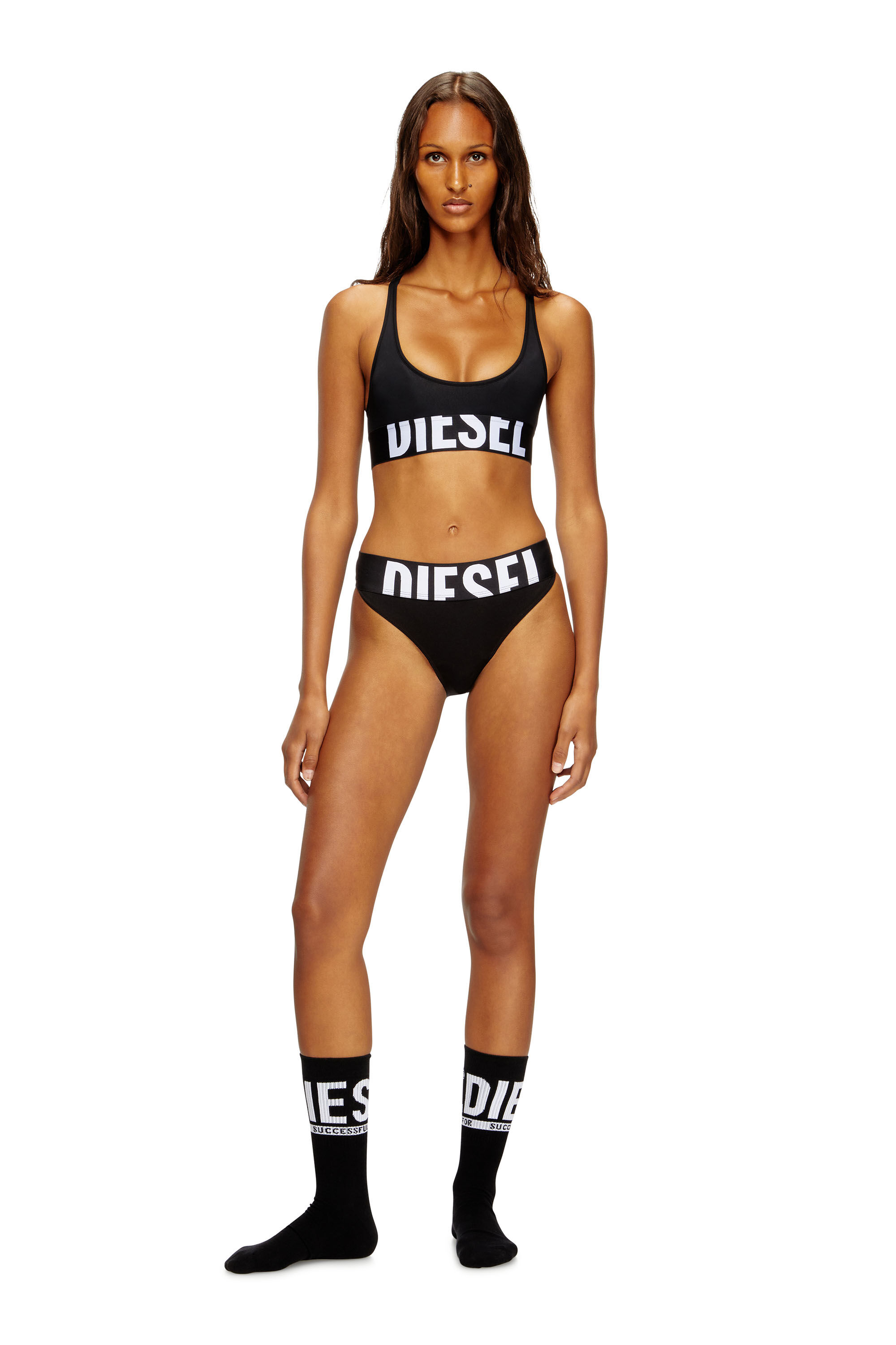 Diesel - ALLISON-D-POP, Damen Sport-BH aus Mikrofaser mit Cut-off-Logo in Schwarz - 1