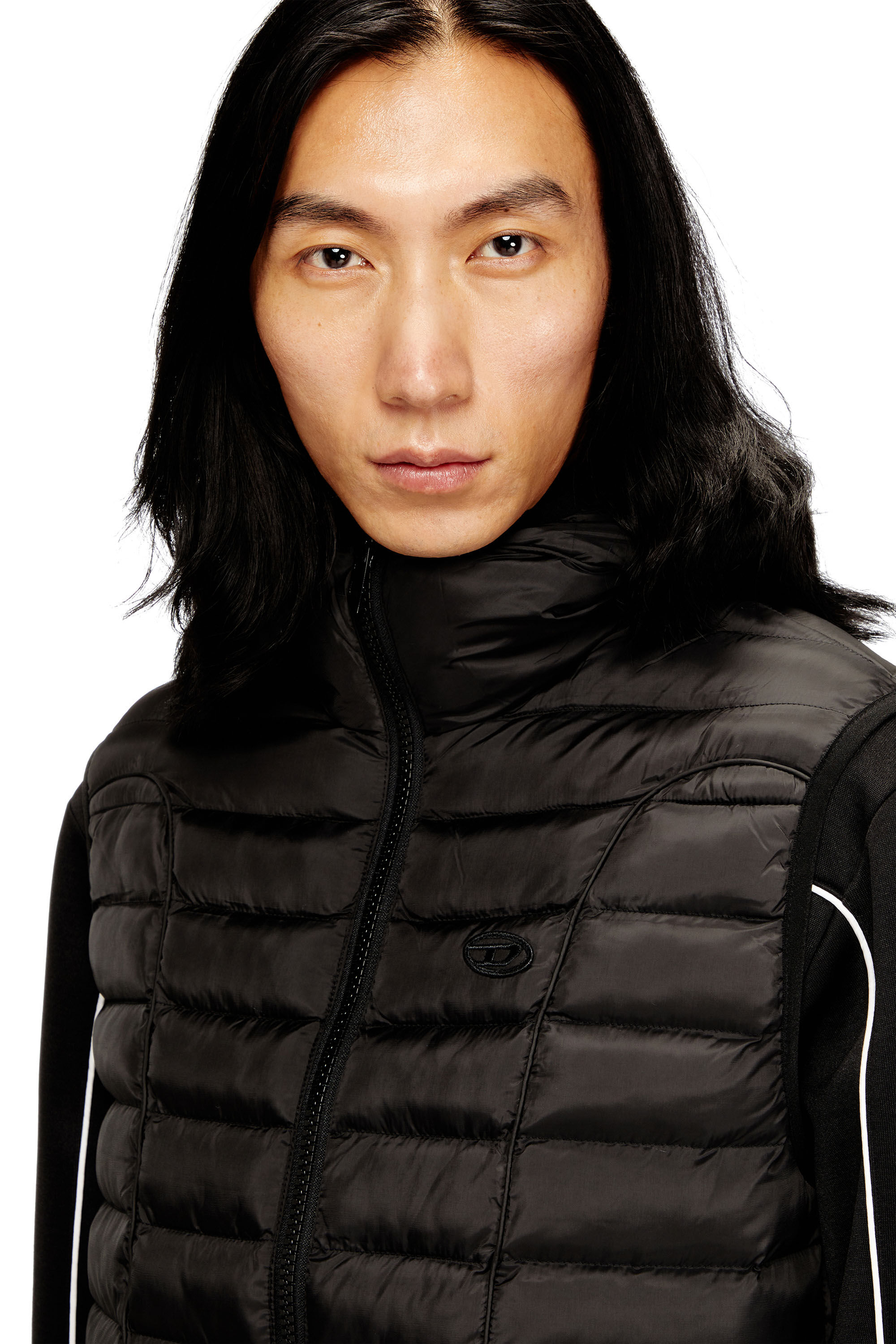 Diesel - W-TEMPLE, Herren Pufferweste mit Kapuze aus leichtem Nylon in Schwarz - 5