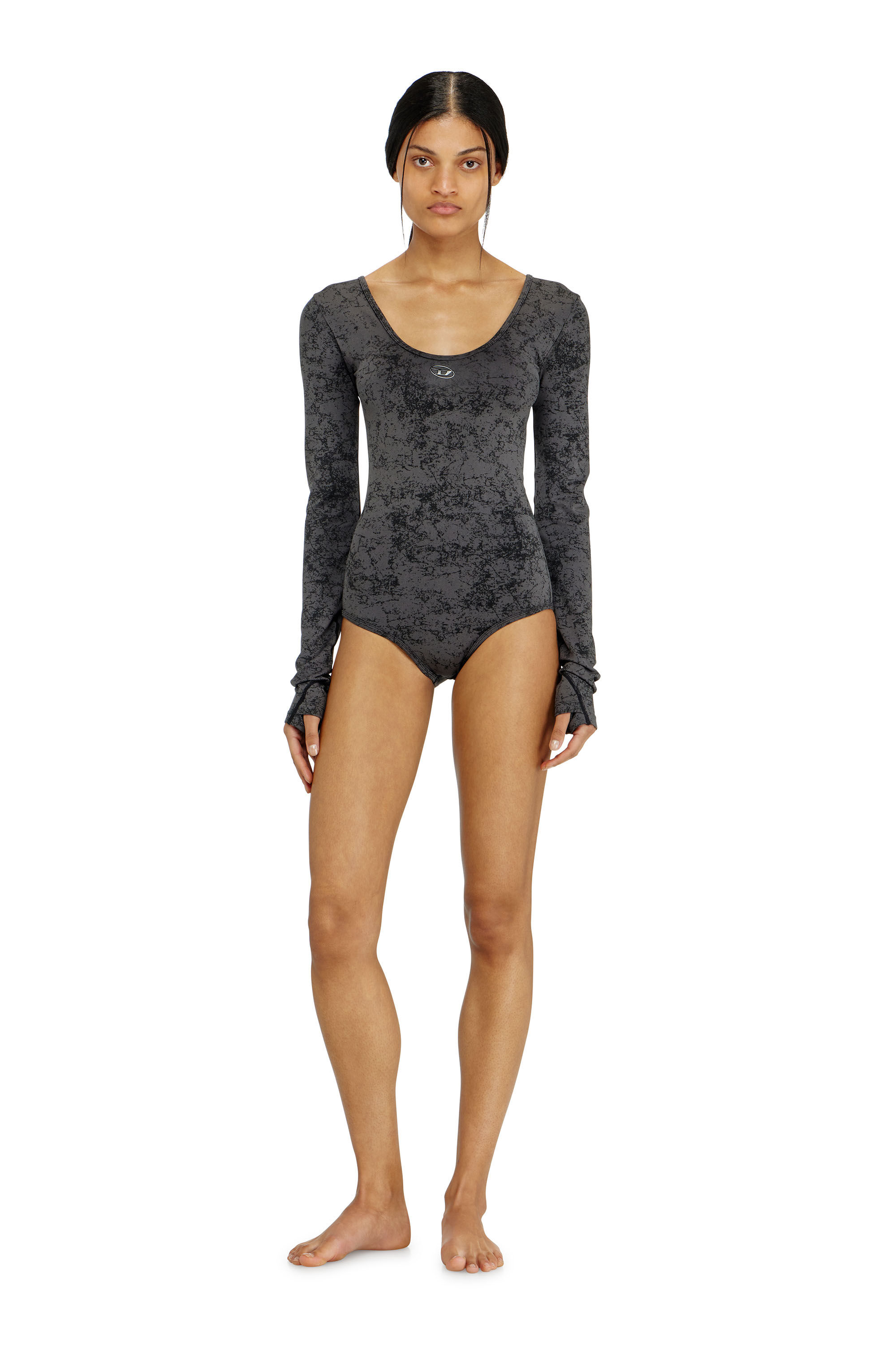 Diesel - IONNA-UTLT, Damen R&uuml;ckenfreier Bodysuit mit utility-print in Schwarz - 1