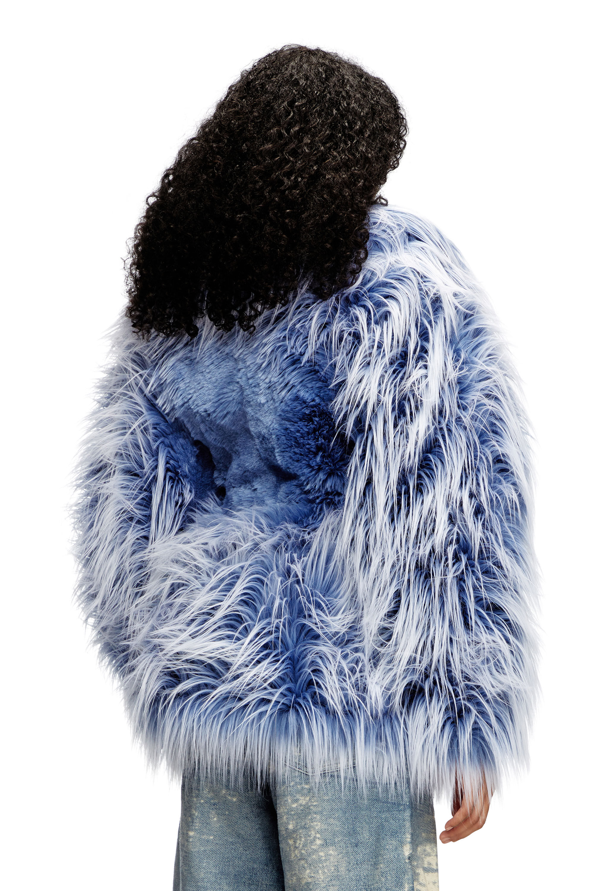 Diesel - W-CABY, Woman's Ombré-hair padded monster coat in Blue - 4