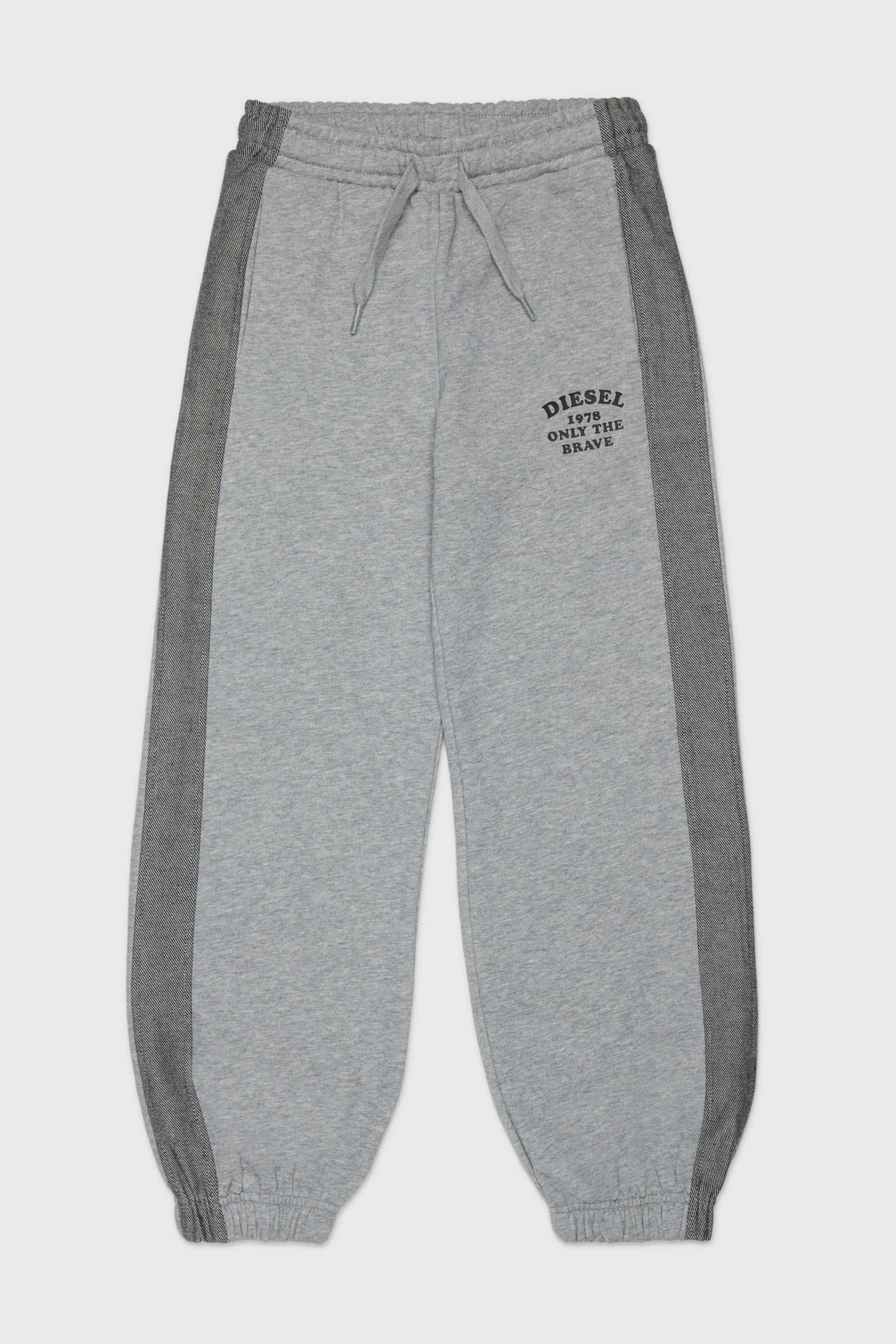Diesel - PTEAN, Herren Sweatpants mit Denim-Seitenstreifen in Grau - 1