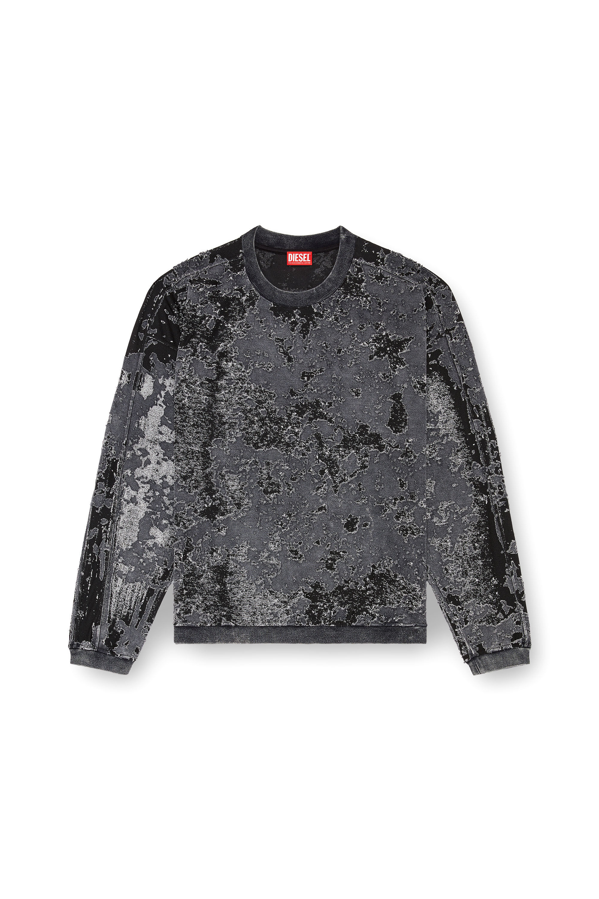 Diesel - S-ARISY, Herren Devoré-Sweatshirt mit Camouflage-Effekt in Schwarz - 2