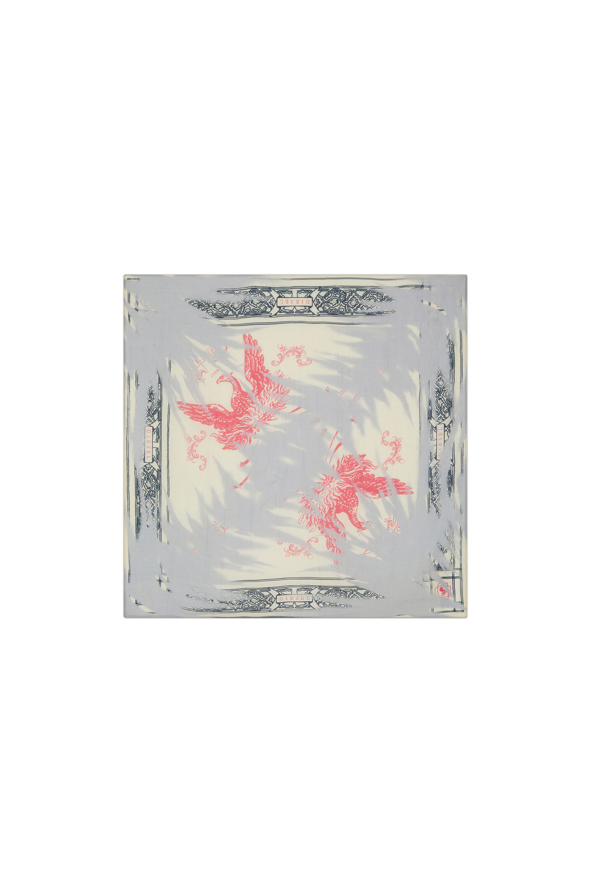 Diesel - S-ANTA, Herren Schal mit Adler-Bandana-Print in Grau/Beige - 1