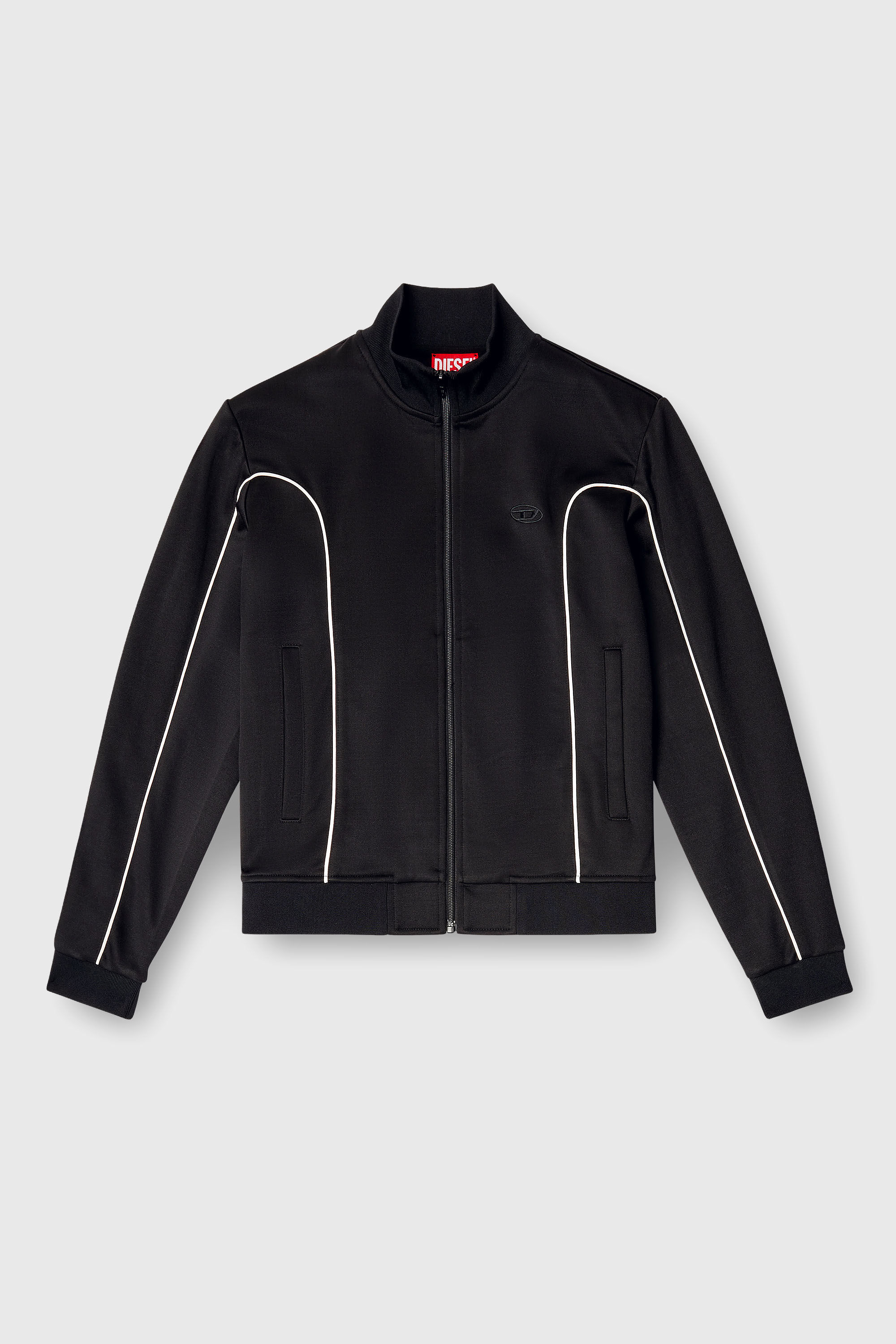 Diesel - F-LOCKING-OD, Damen Sweatjacke mit Kontrastpaspel in Schwarz/Weiss - 2