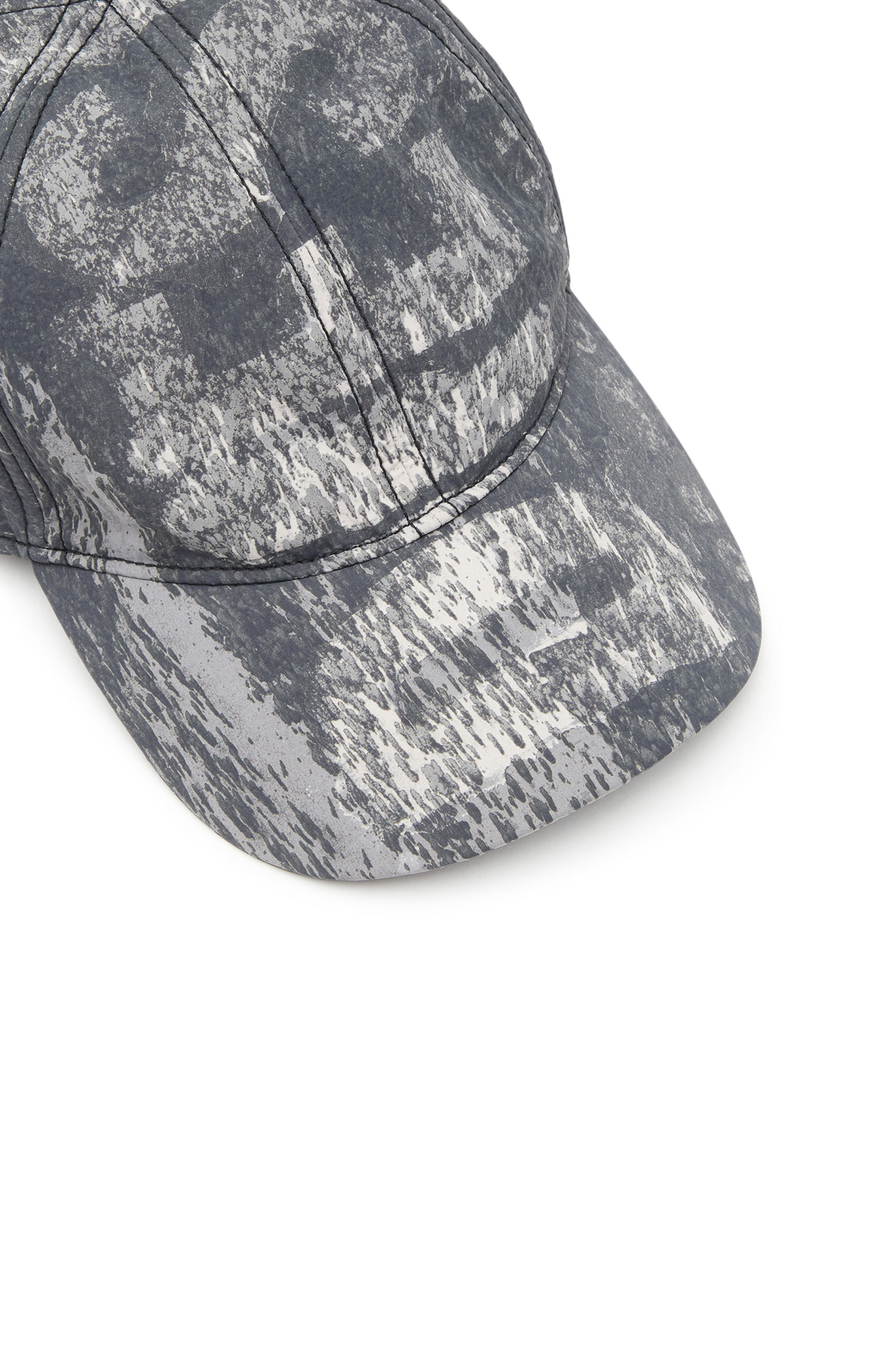 Diesel - C-REMEY, Herren Cap aus Knitter-Nylon mit Rain-Camo-Print in Schwarz/Grau - 3