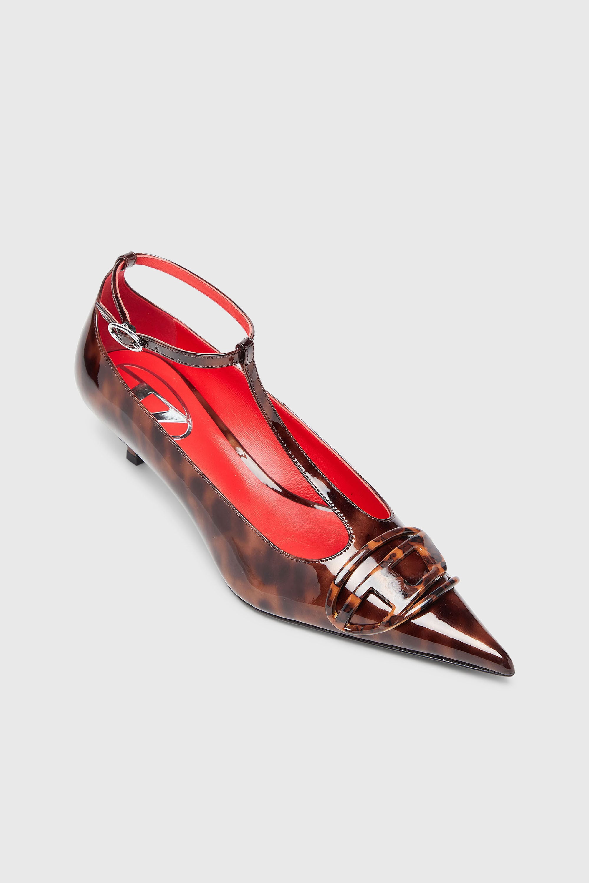 Diesel - D-VENUS KITTIE T-BAR, Damen D-Venus - Patent Leopard T-Bar Pumps in Braun - 5