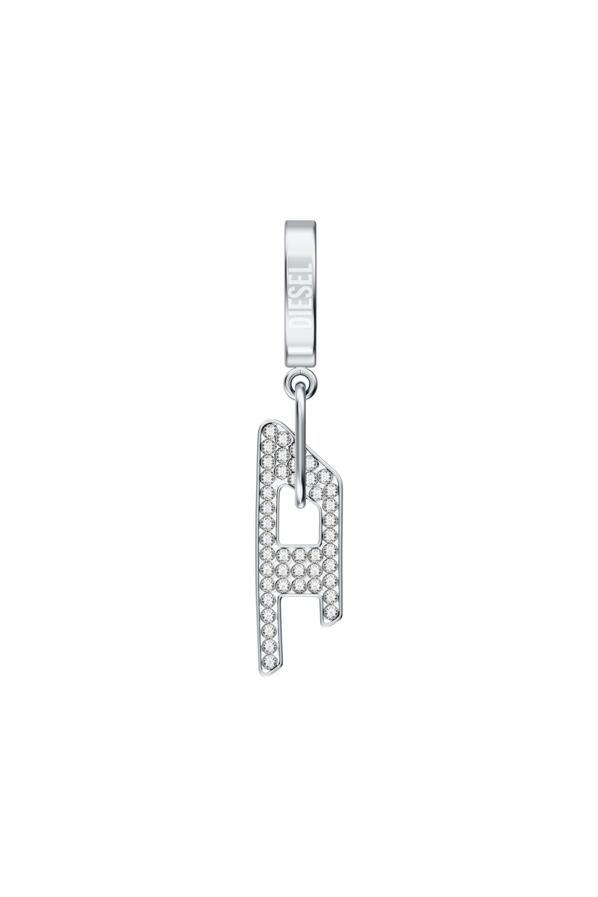 Diesel - DX1706040 JEWELLERY, Unisex Ohrh&auml;nger aus Edelstahl mit Glitzereffekt und D-Anh&auml;nger in Silber - 2