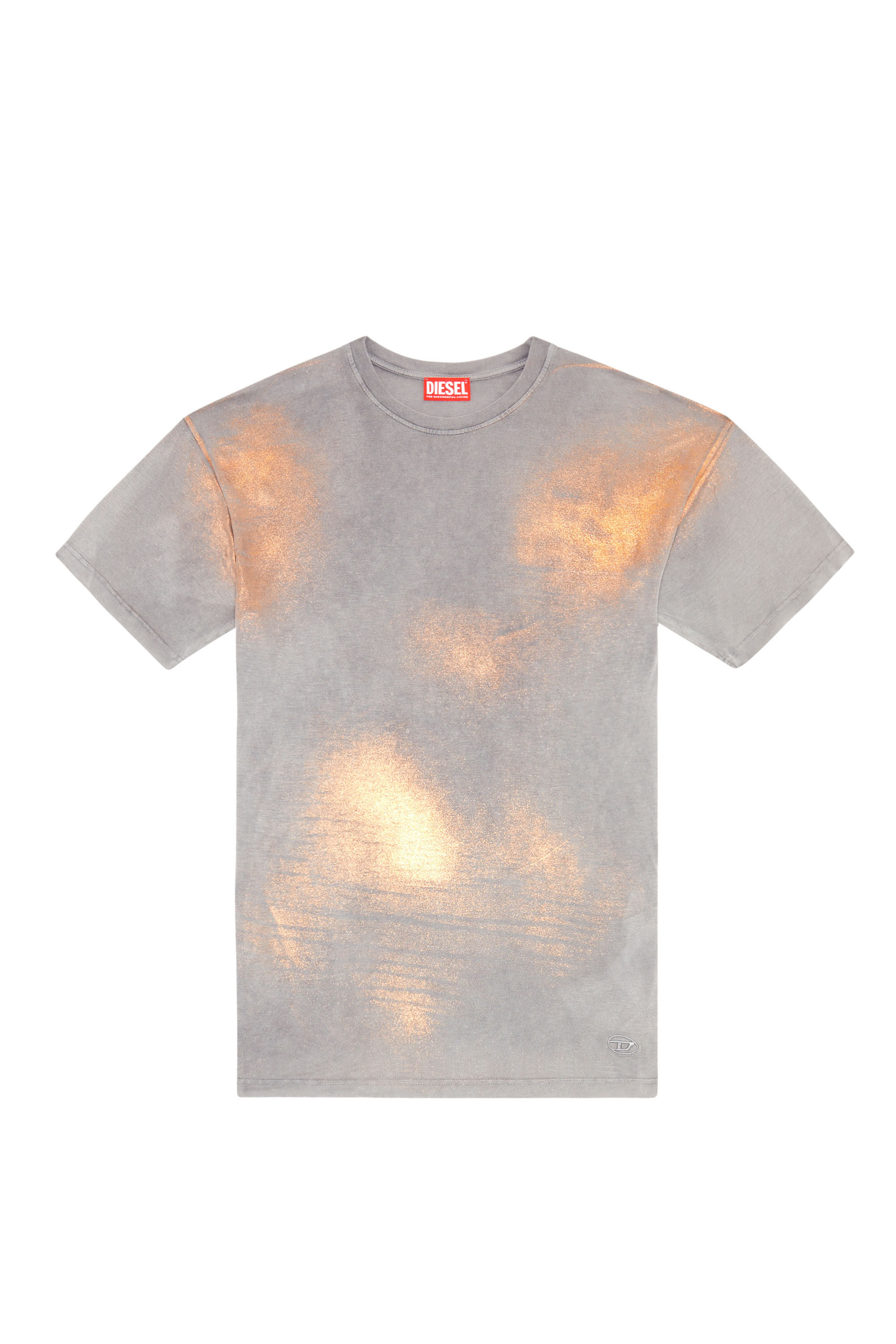 Diesel - T-BUXT, Damen Metallic-T-Shirt in ausgewaschener Optik in Grau/Rosa - 2