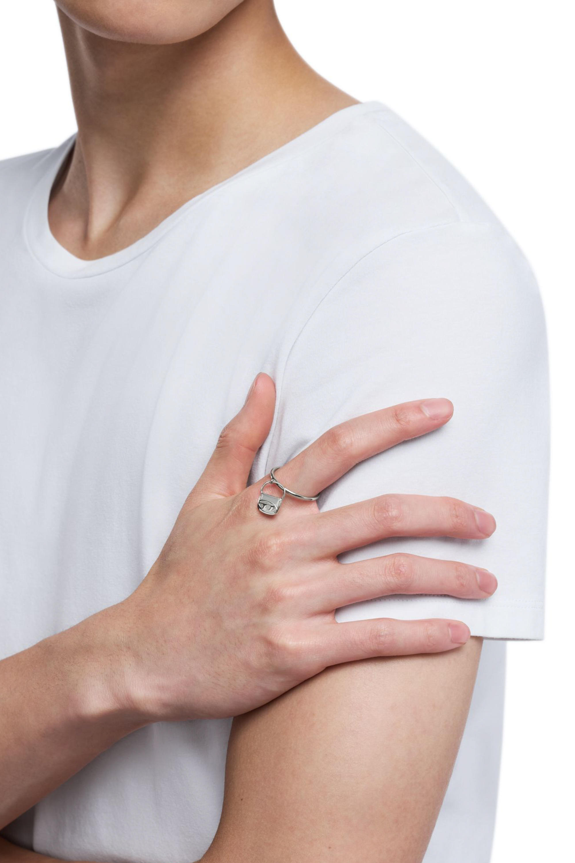 Diesel - DX1619040 JEWELLERY, Unisex Ring mit 1DR-Taschenanhänger aus Edelstahl in Silber - 5