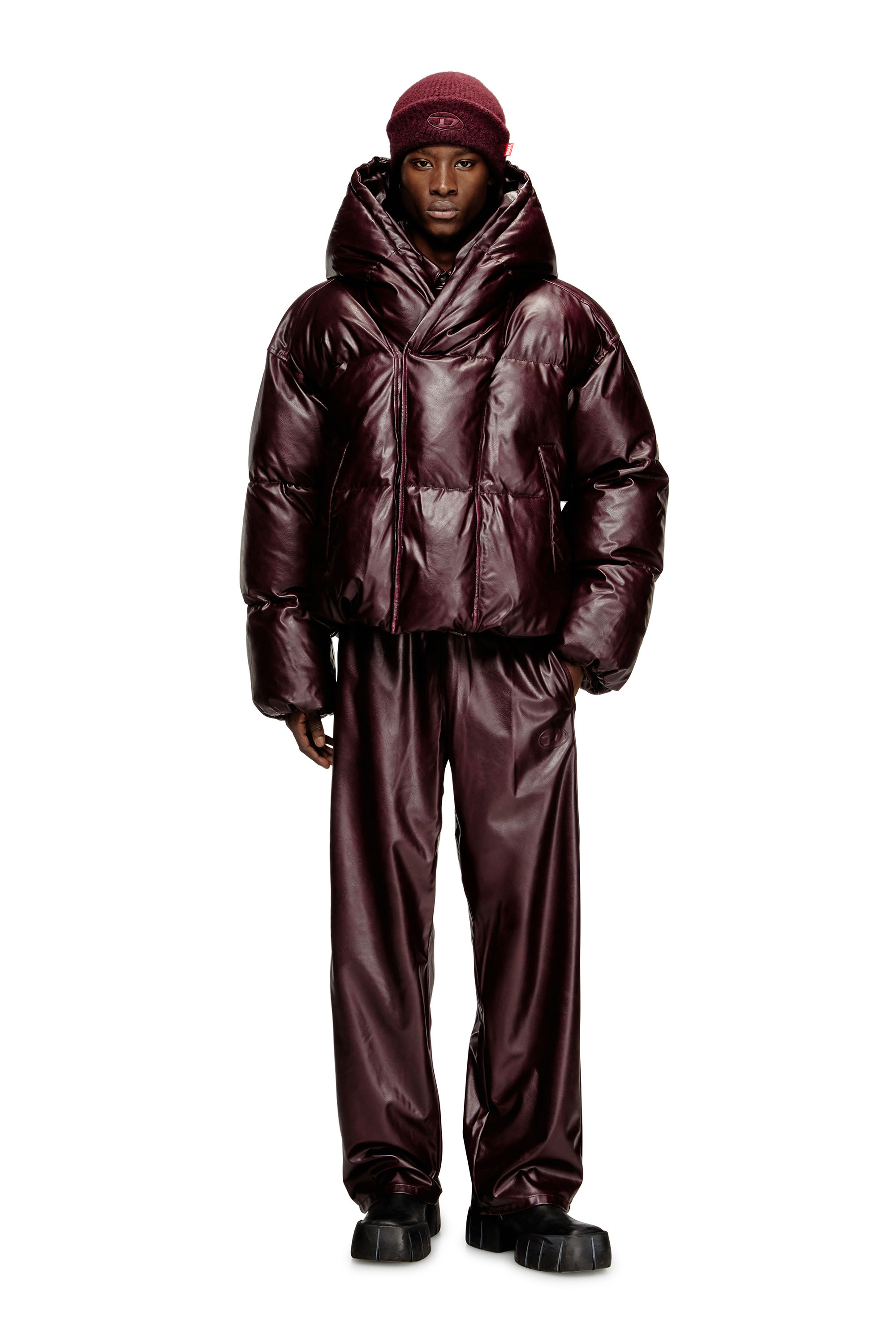 Diesel - FR-W-MYLEY, Herren Pufferjacke mit Kapuze in Burgunderrot in Burgunderrot - 2