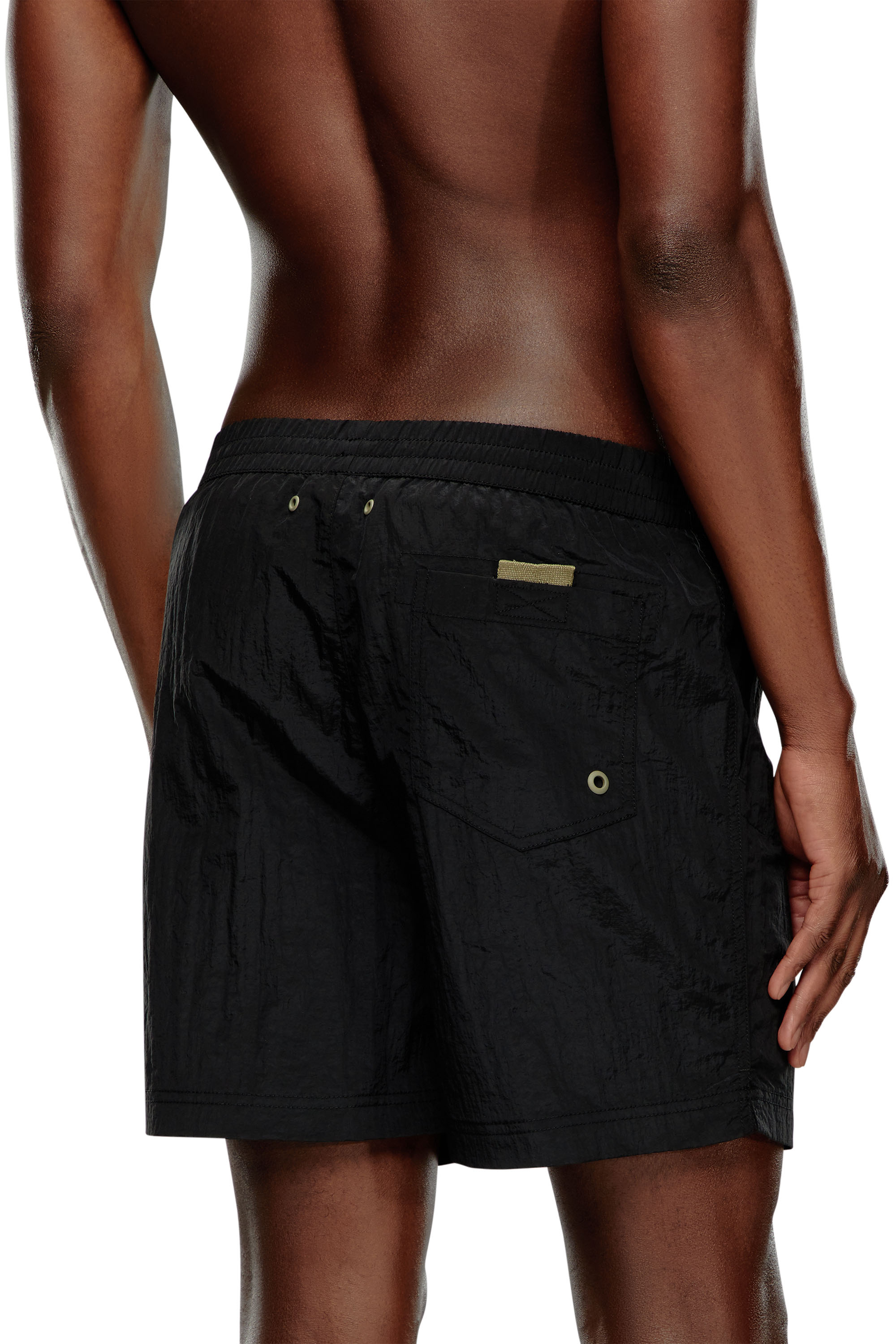 Diesel - BMBX-RIO-41CM-PARACHUTE, Man Board shorts in crinkled fabric in Black - Image 3