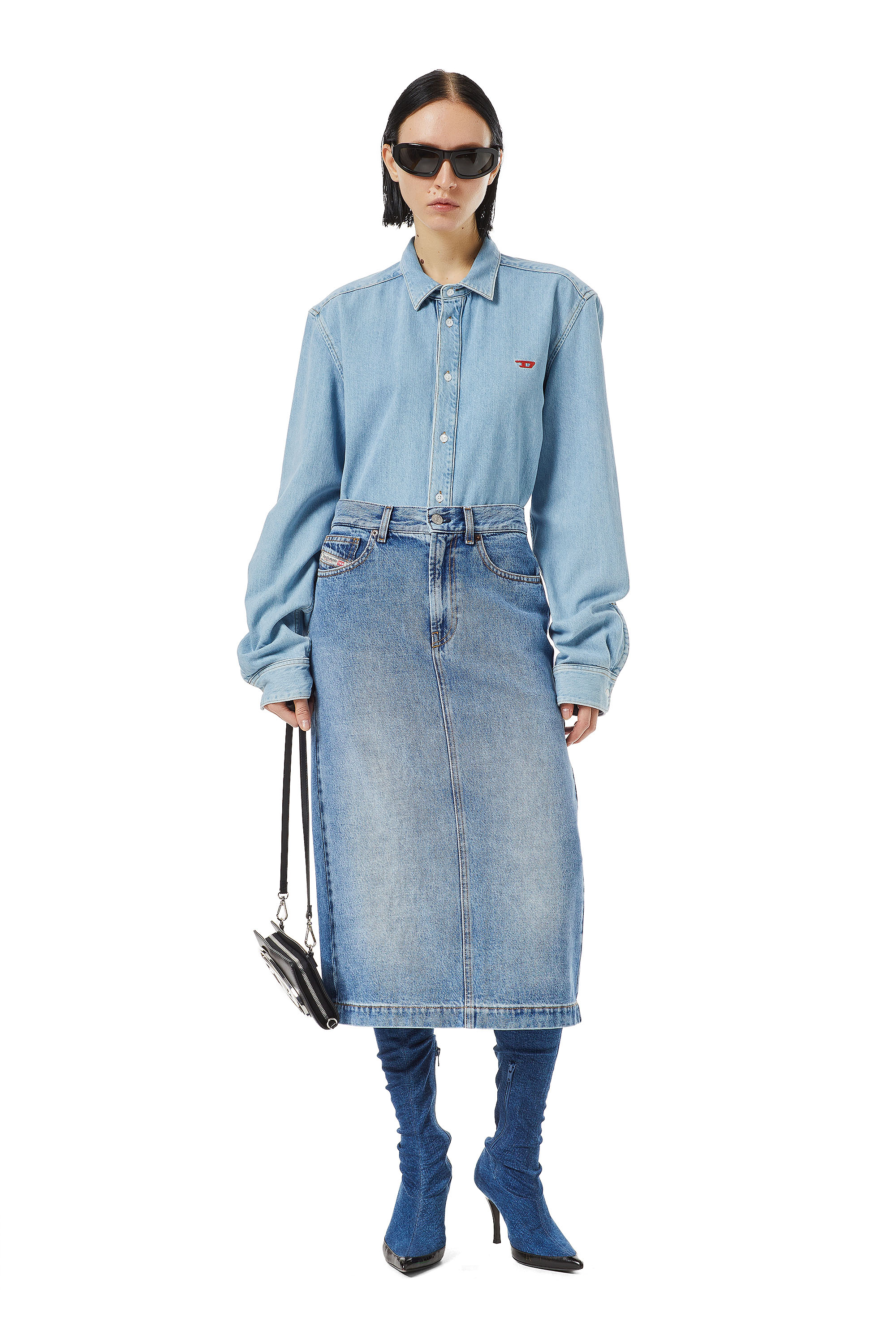 Diesel - DE-RONNY PENCIL SKIRT, Mittelblau - Image 5