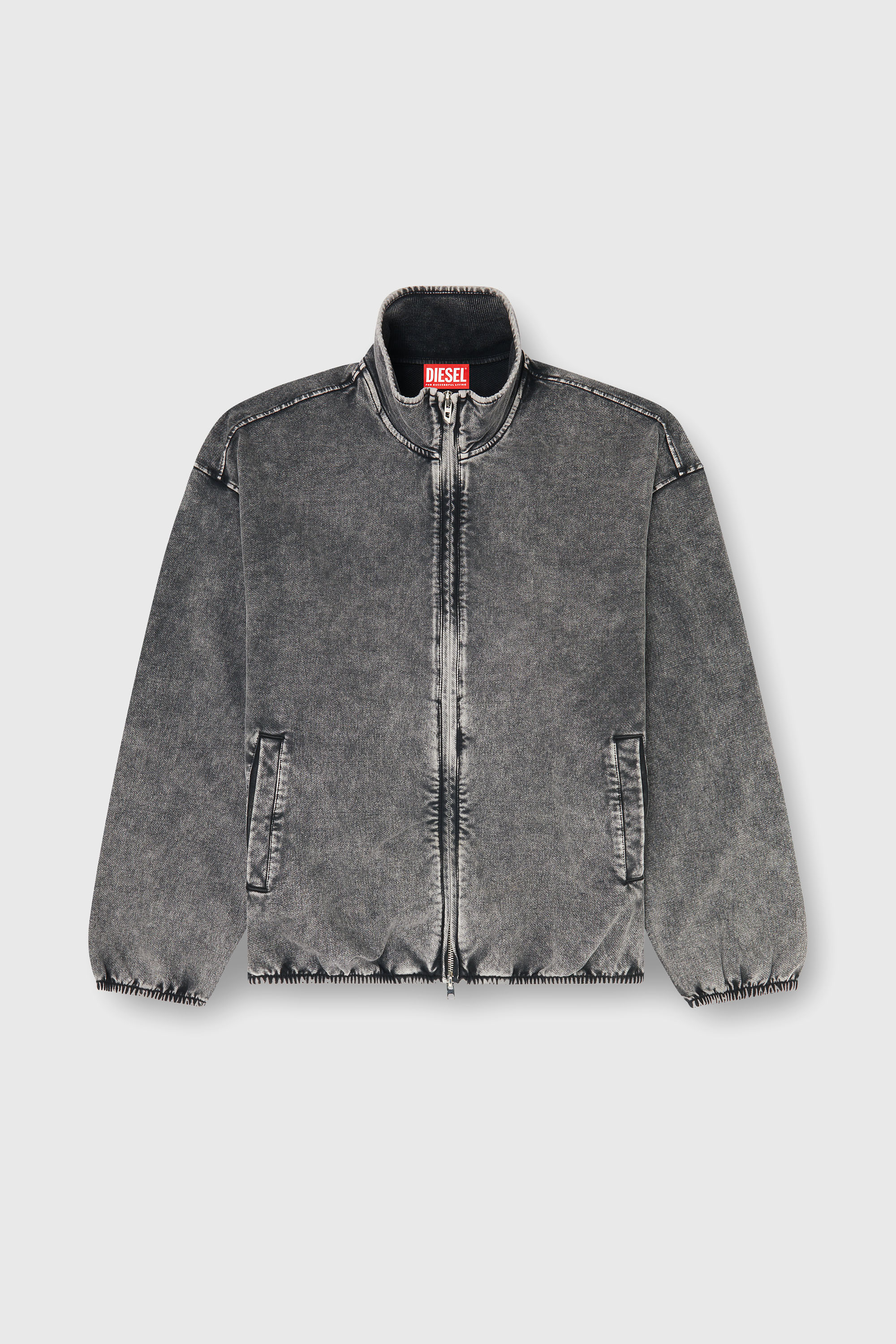 Diesel - S-CORSY, Herren Sweatjacke mit Denim-Effekt in Grau - 2