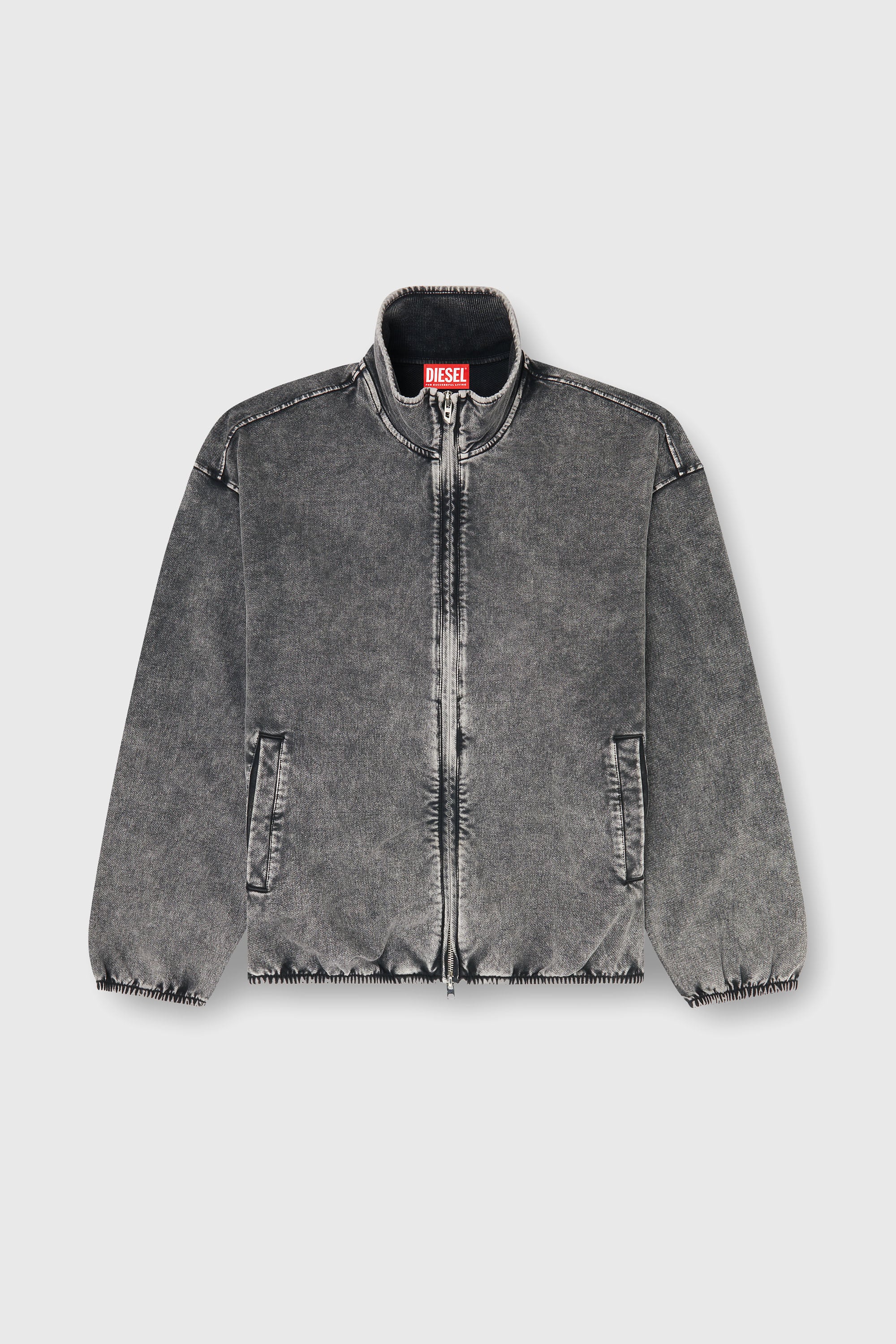 Diesel - S-CORSY, Herren Sweatjacke mit Denim-Effekt in Grau - 2