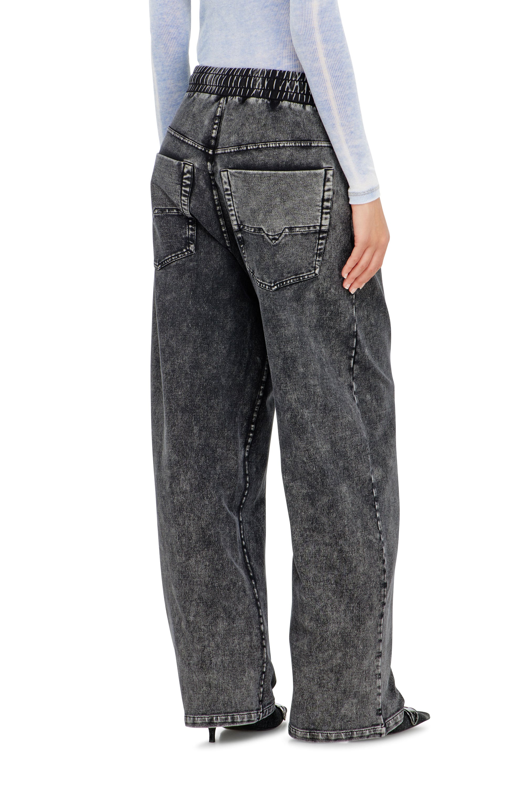 Diesel - P-STUKY, Woman's Sweatpants with denim effect in Dark grey - 3