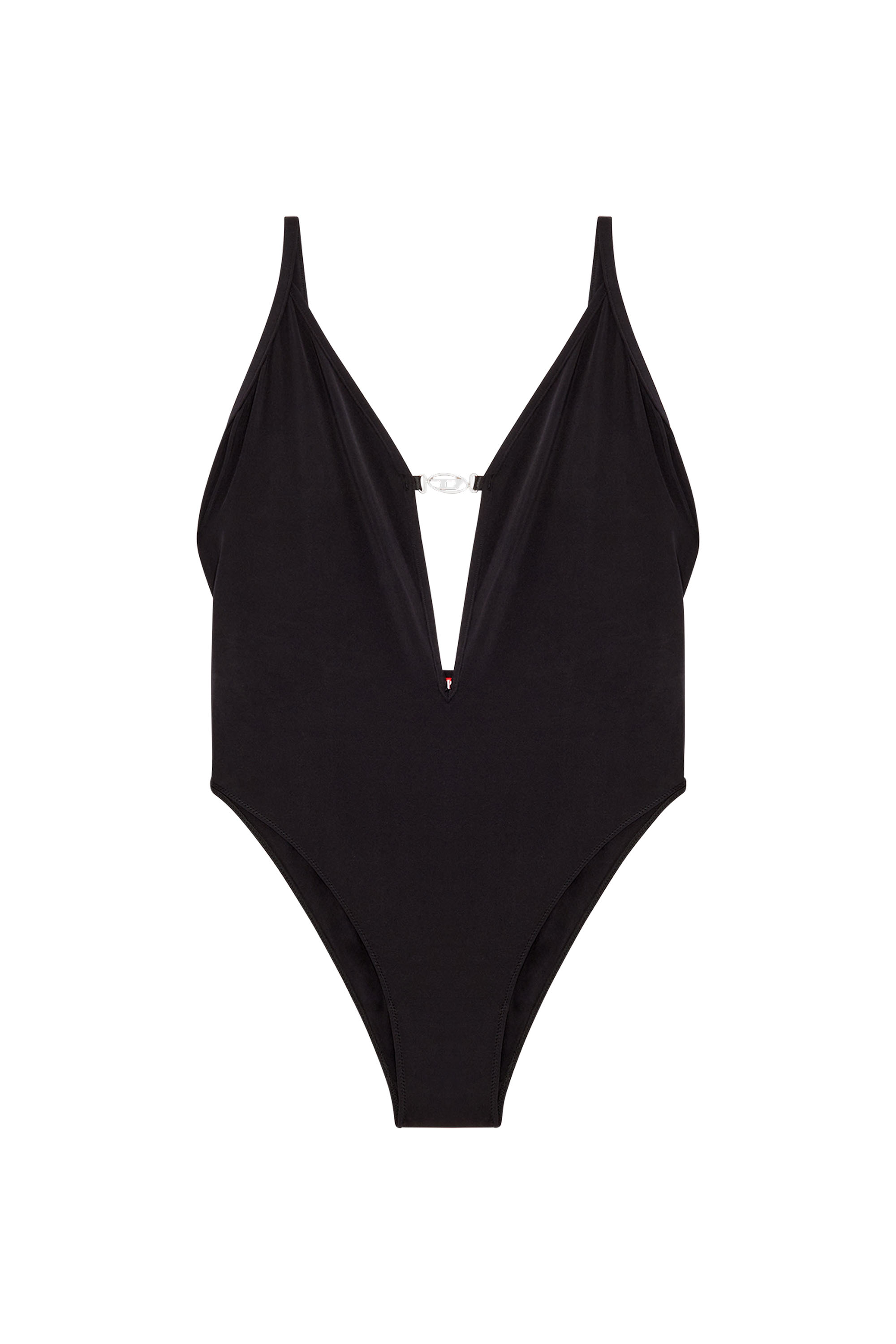 Diesel - UFBY-OVAL-D-BODYSUIT, Damen Body aus Mikrofaser mit Oval D-Plakette in Schwarz - 2