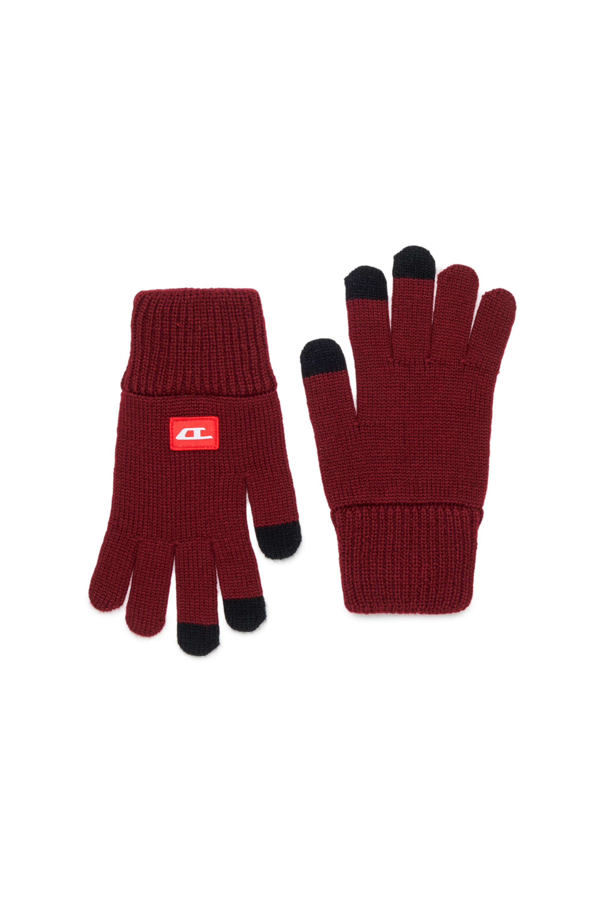 Diesel - NLOT, Unisex Touchscreen-Handschuhe aus Wollmischgewebe in Rot - 1