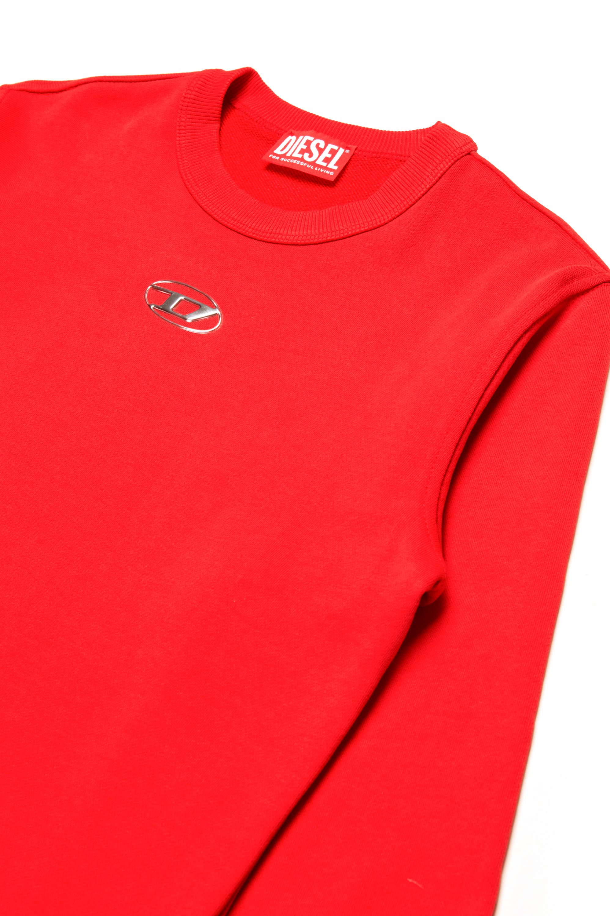 Diesel - SMACSISOD OVER, Herren Sweatshirt mit Oval D-Logo aus Metall in Rot - 3