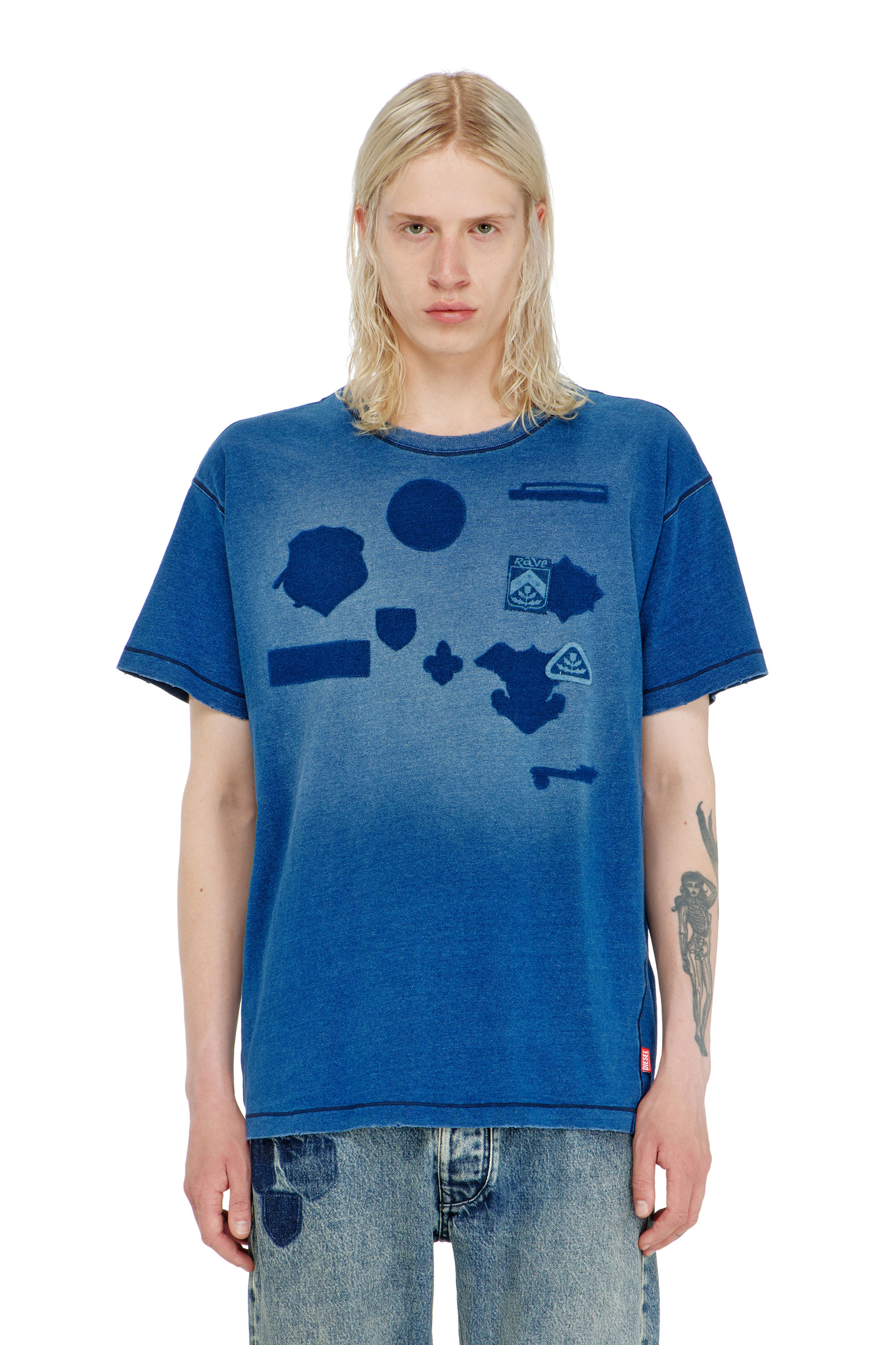 Diesel - T-NOX, Herren T-shirt mit patches mit schatteneffekt in null - 5