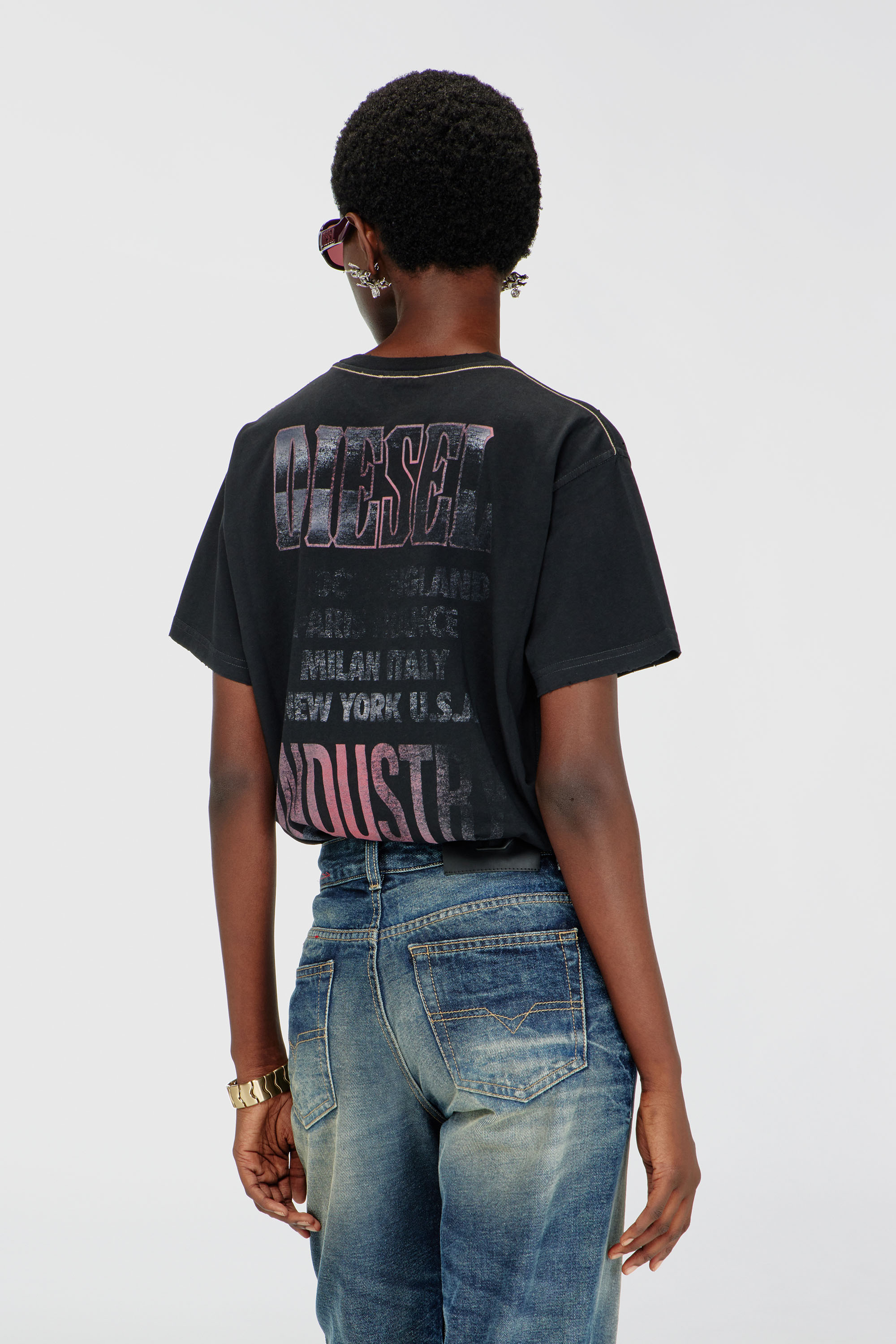 Diesel - T-MARLY, Damen T-Shirt mit Konzertgrafik und Kristallen in null - 4