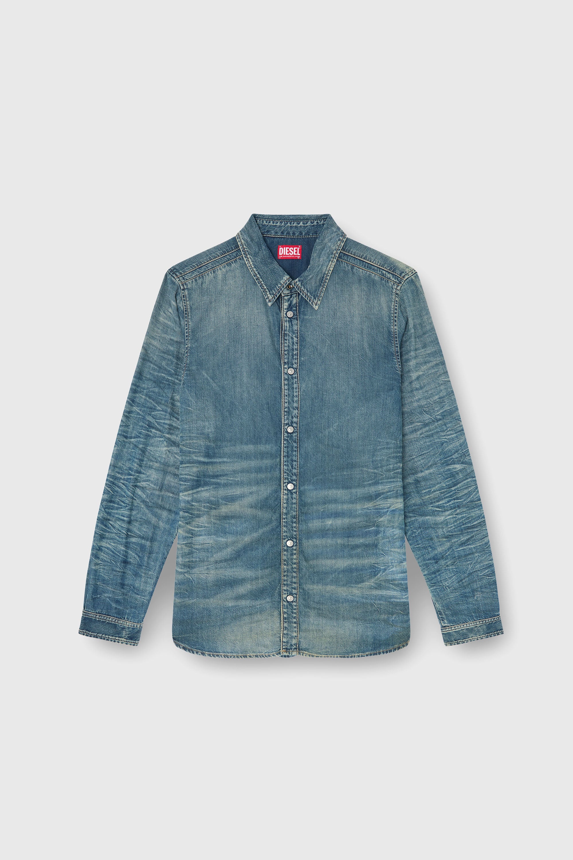 Diesel - D-SYNAR-FSJ4, Herren Hemd aus Denim mit Knitter- und Used-Effekt in null - 2