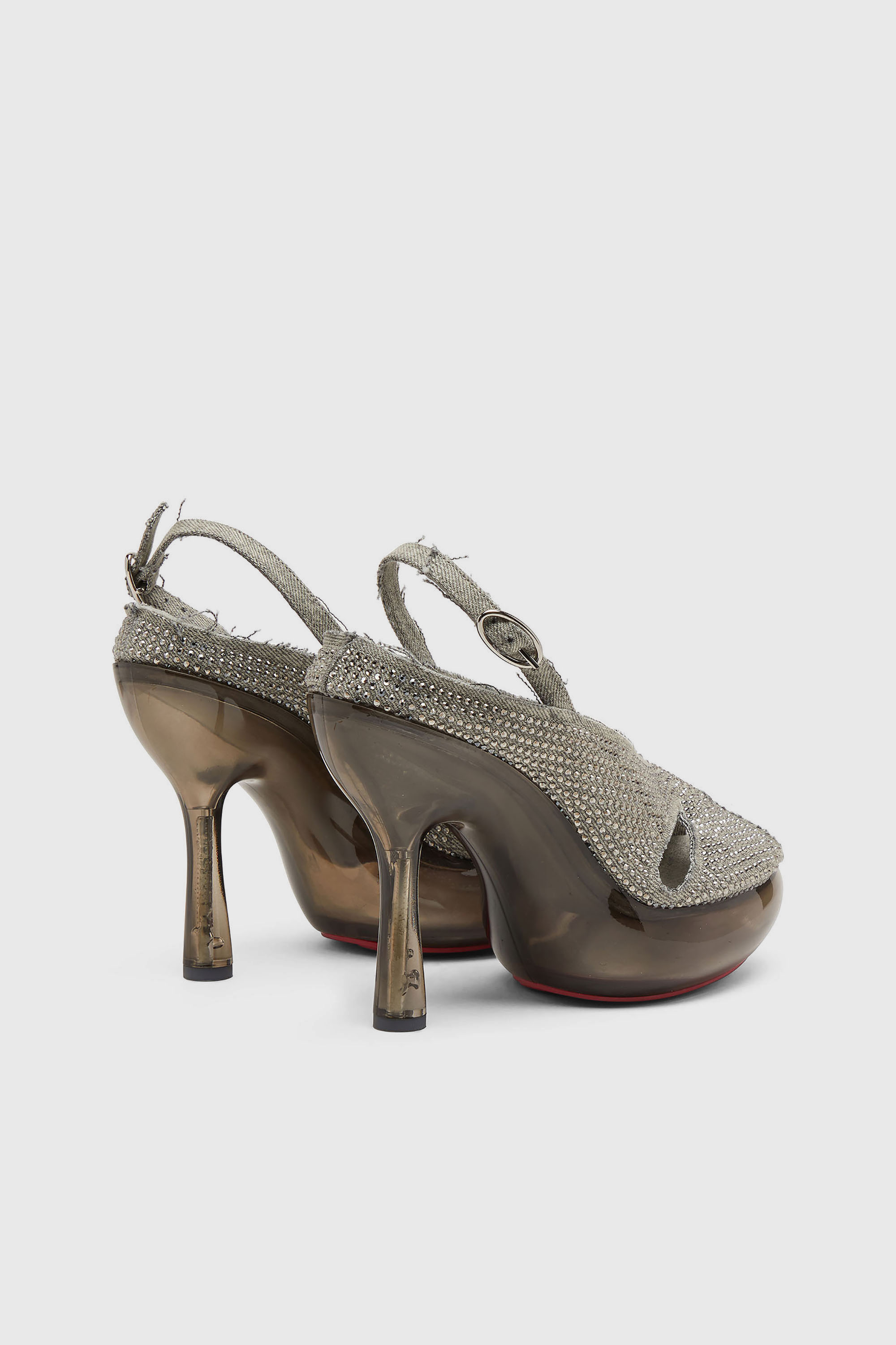 Diesel - D-LAKE PLATFORM SDL, Damen D-Lake-Sandaletten aus Kristalldenim und Plexiglas in Grau - 3