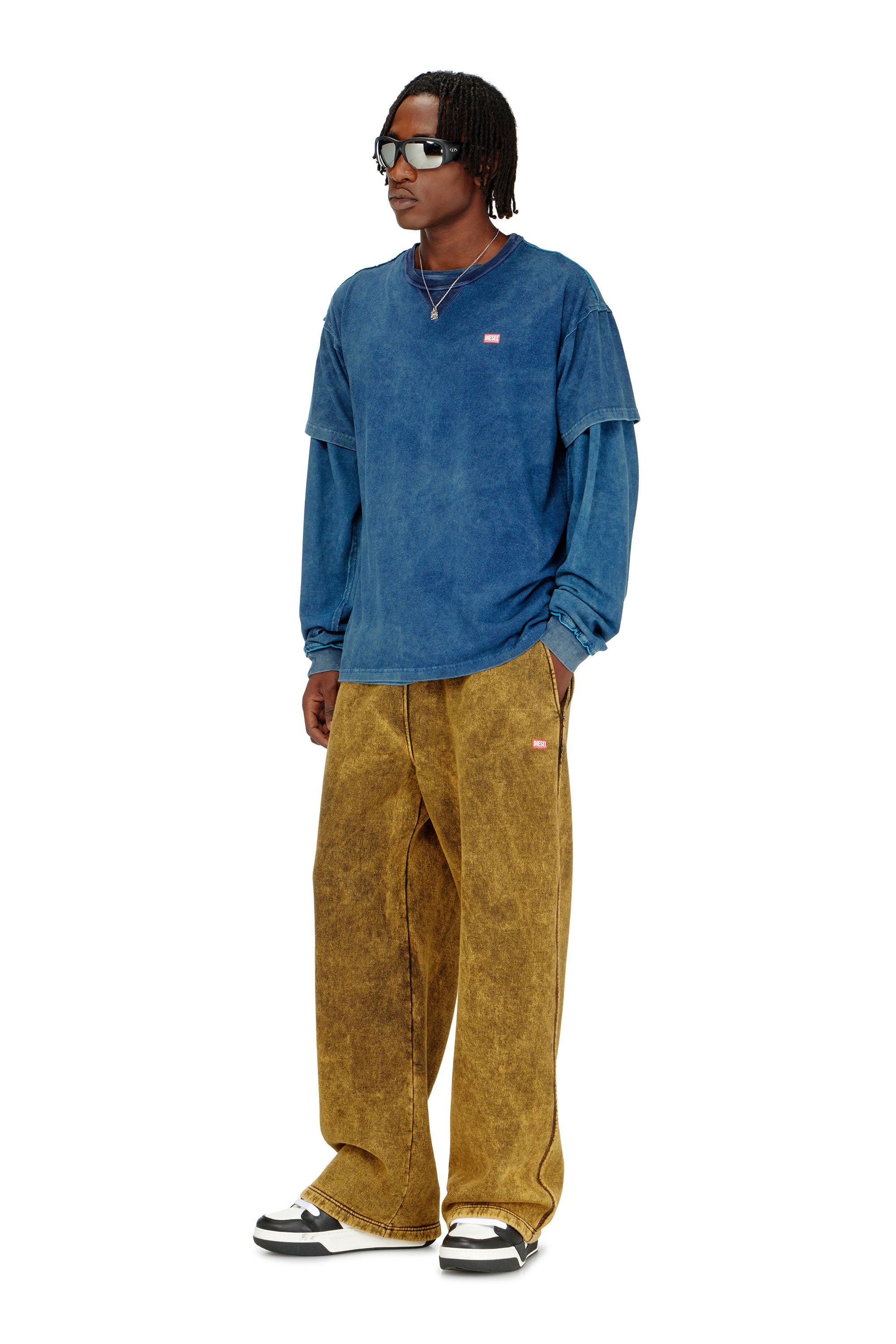 Diesel - T-NORM-RAW, Herren Acid-wash T-Shirt mit ausgefransten Details in Blau - 2