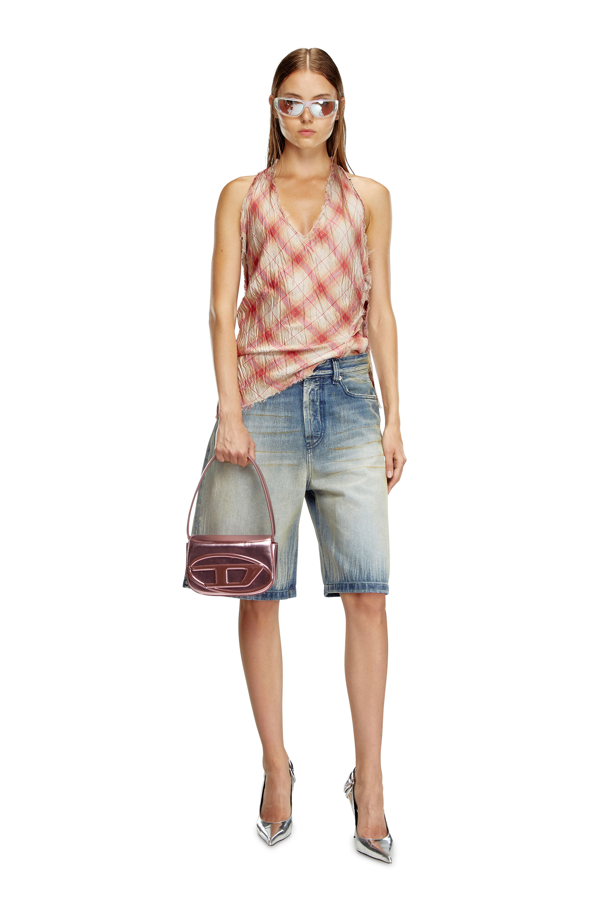 Diesel - 1DR, Damen 1DR-Ikonische Schultertasche aus Spiegel-Leder in Rosa - 6