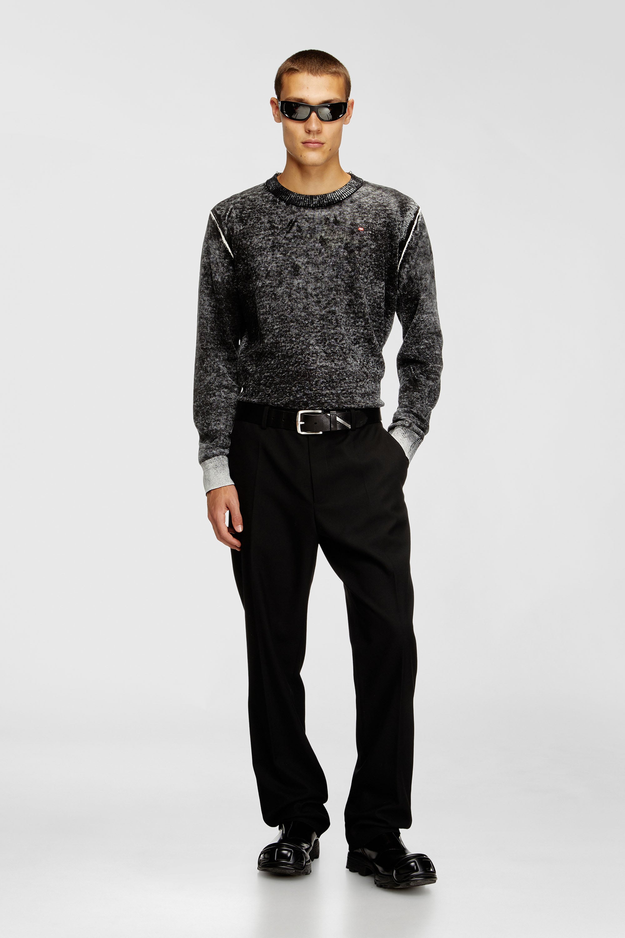 Diesel - P-AM-EPCI, Herren Wollmischung-Hose mit Metalletikett in Schwarz - 1