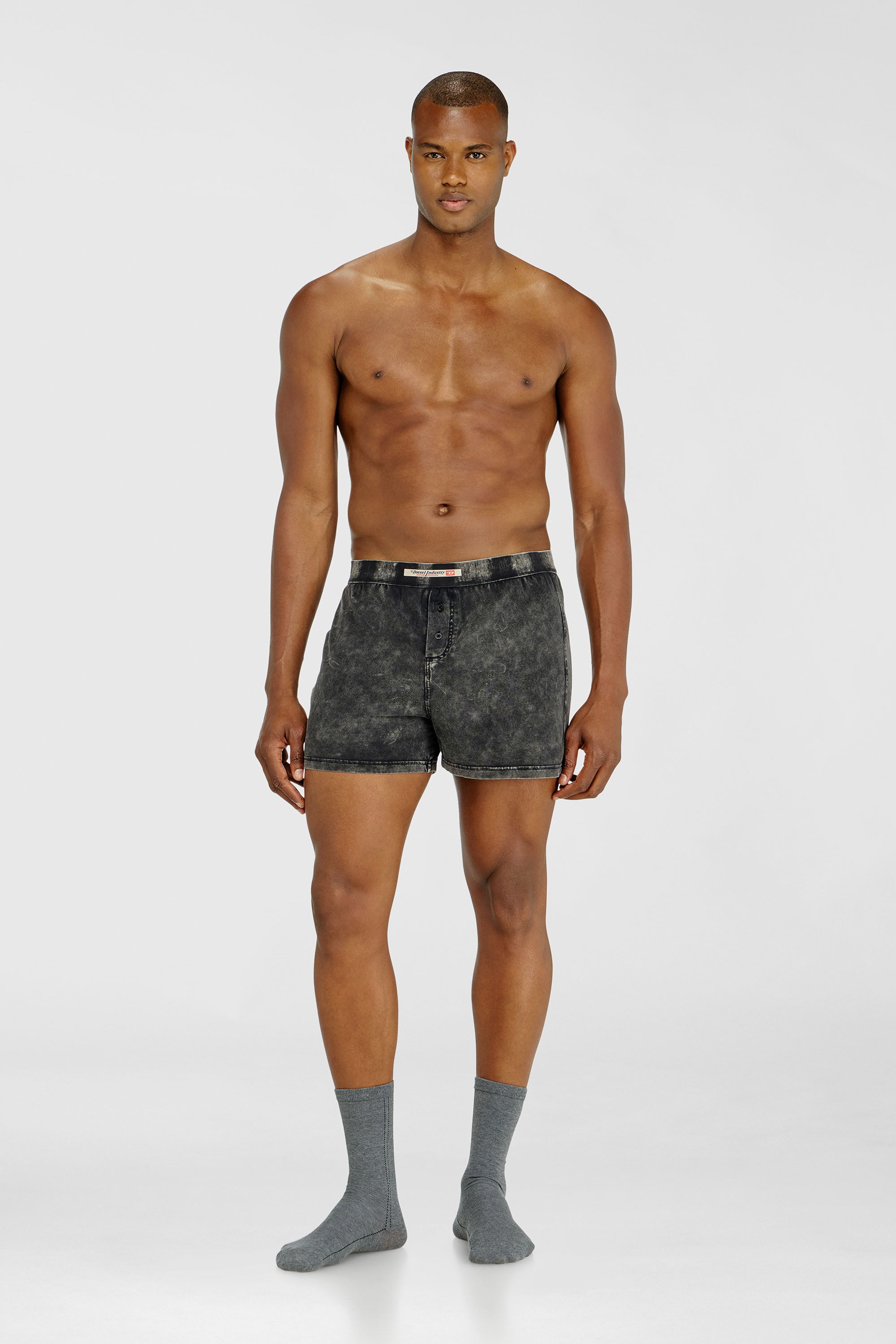 Diesel - STARPER-EL-DNM, Herren Boxers aus Baumwolle mit Denim-Effekt in Dunkelgrau - 1